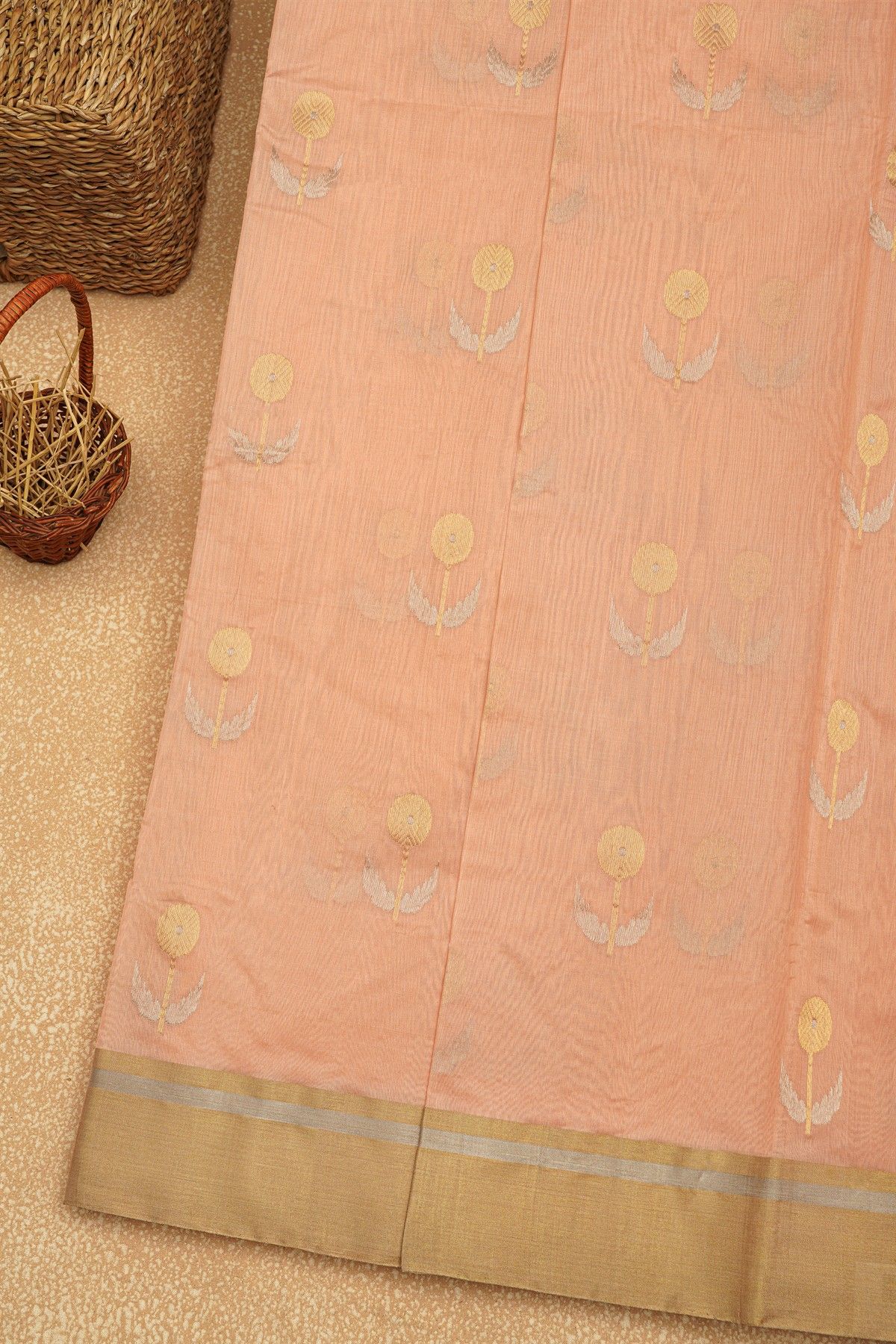 Chanderi Sico Peach Saree