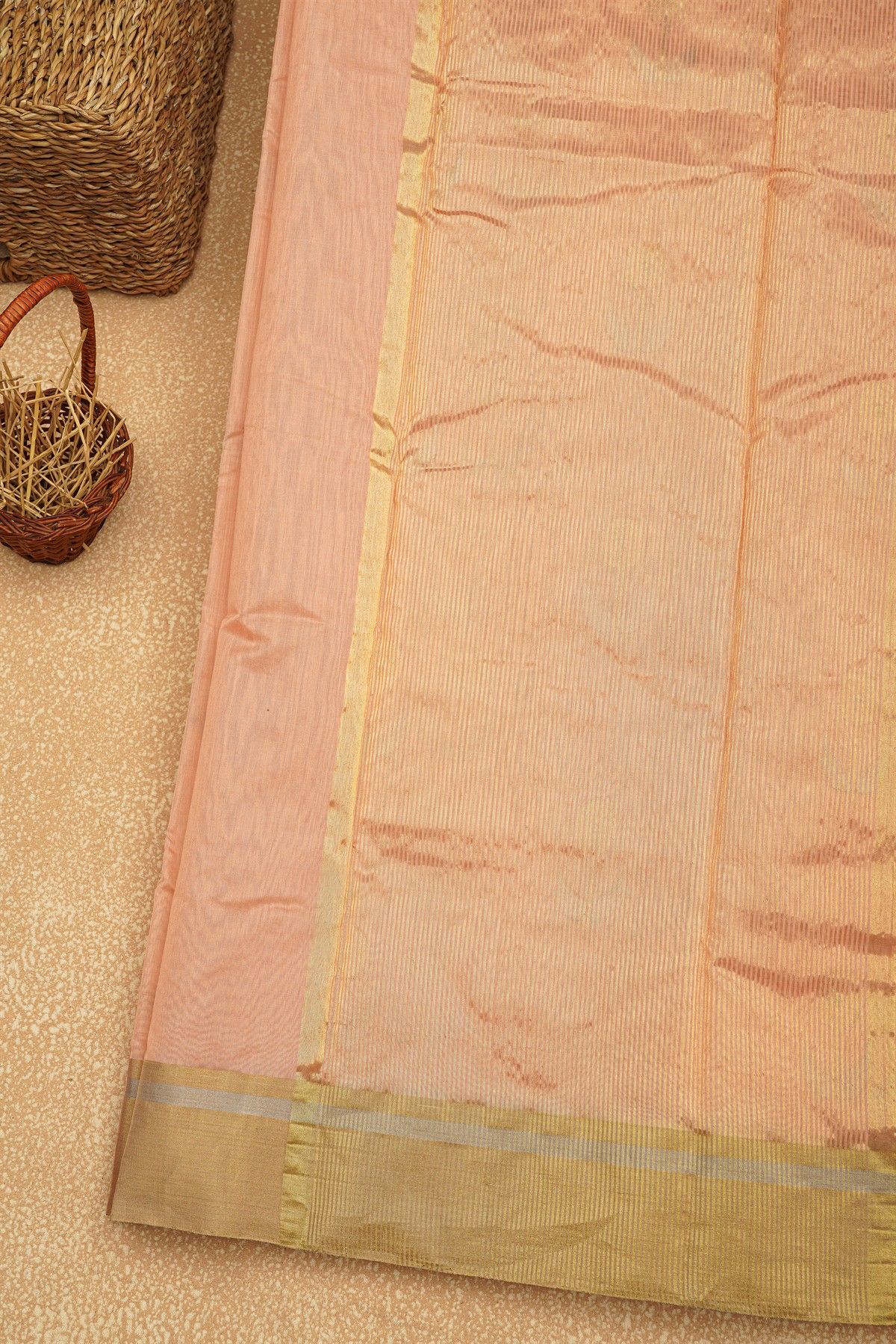 Chanderi Sico Peach Saree