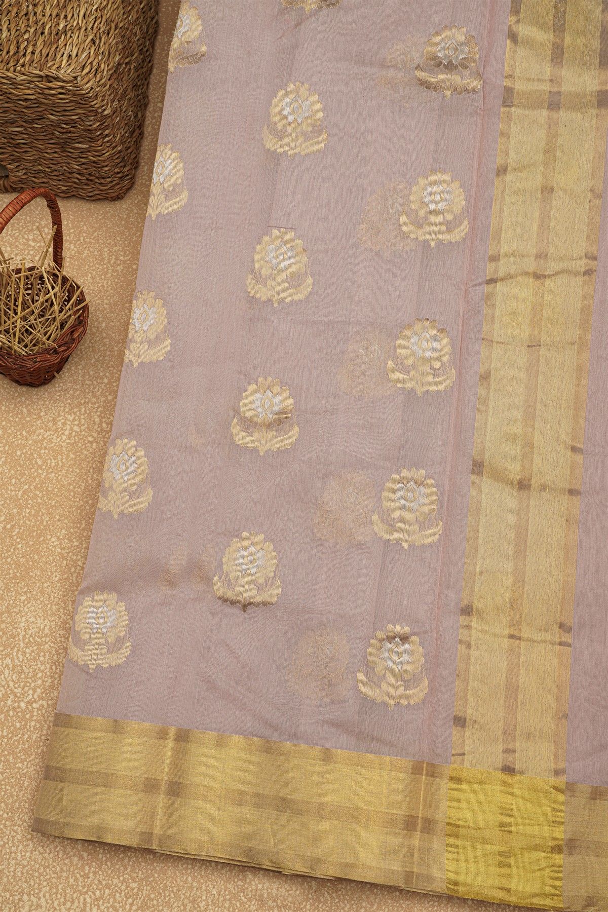 Chanderi Sico Lavender Saree