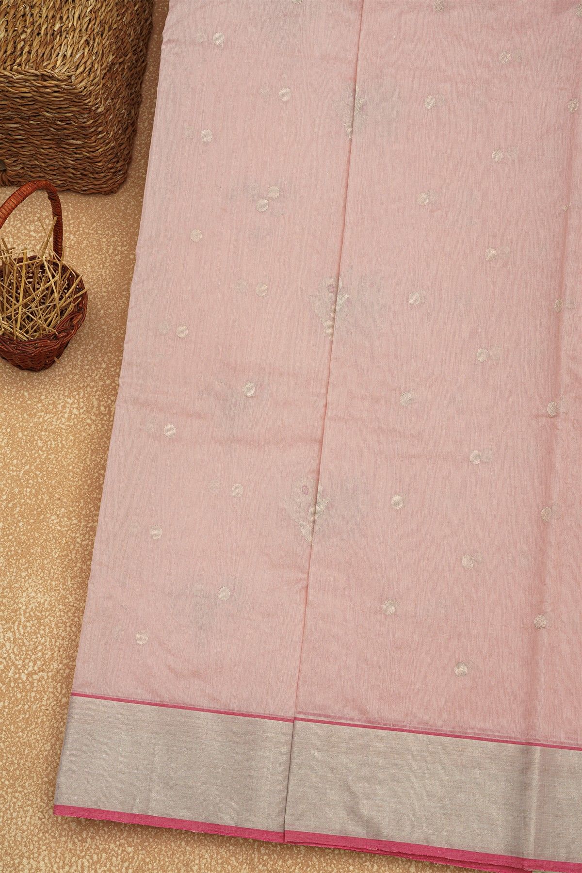 Chanderi Sico Baby Pink Saree