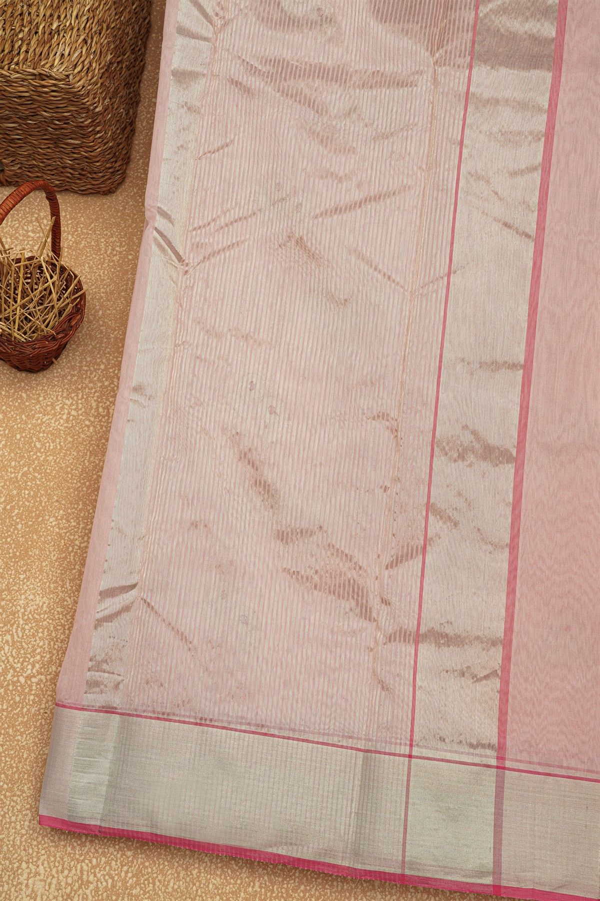 Chanderi Sico Baby Pink Saree