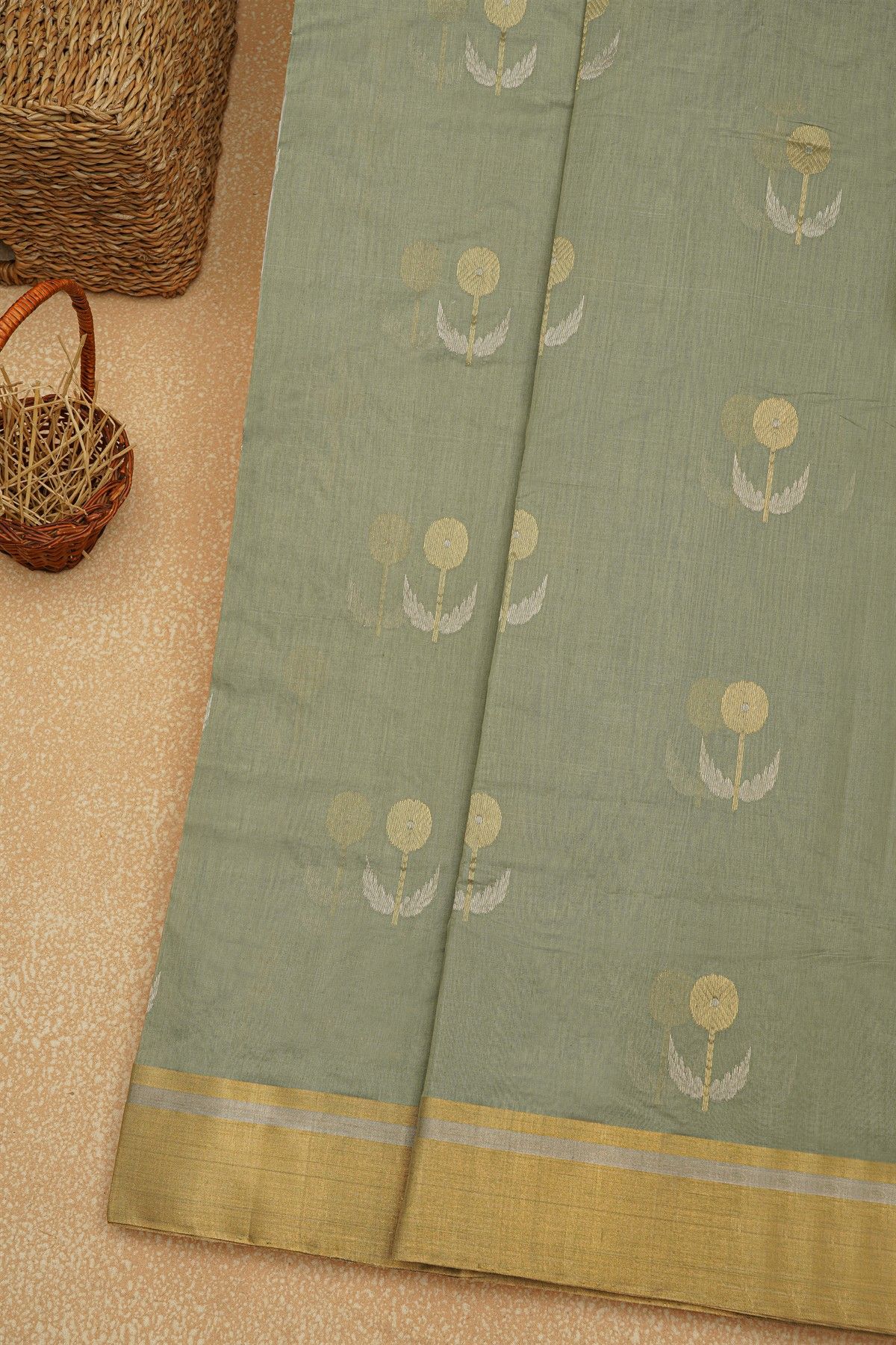 Chanderi Sico Grey Saree