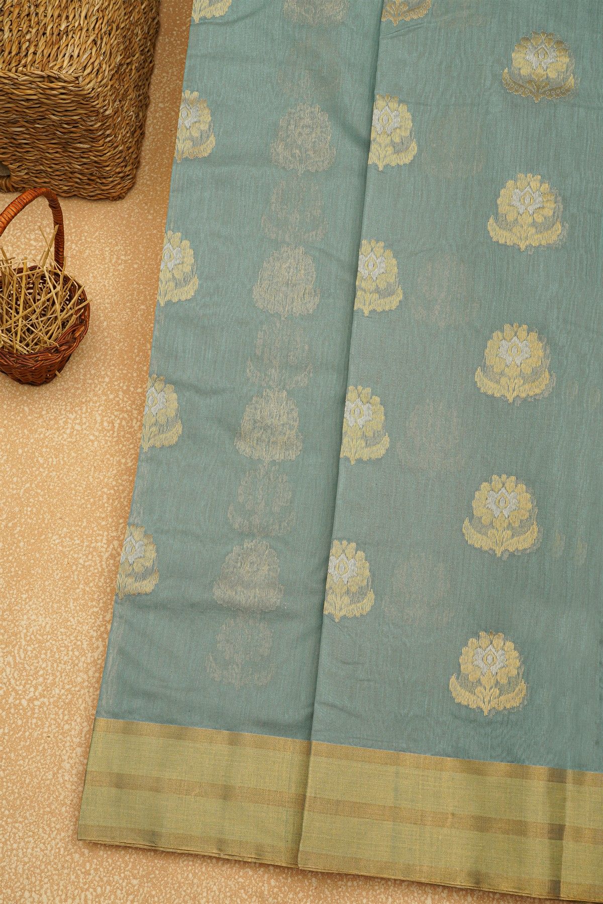 Chanderi Sico Grey Saree