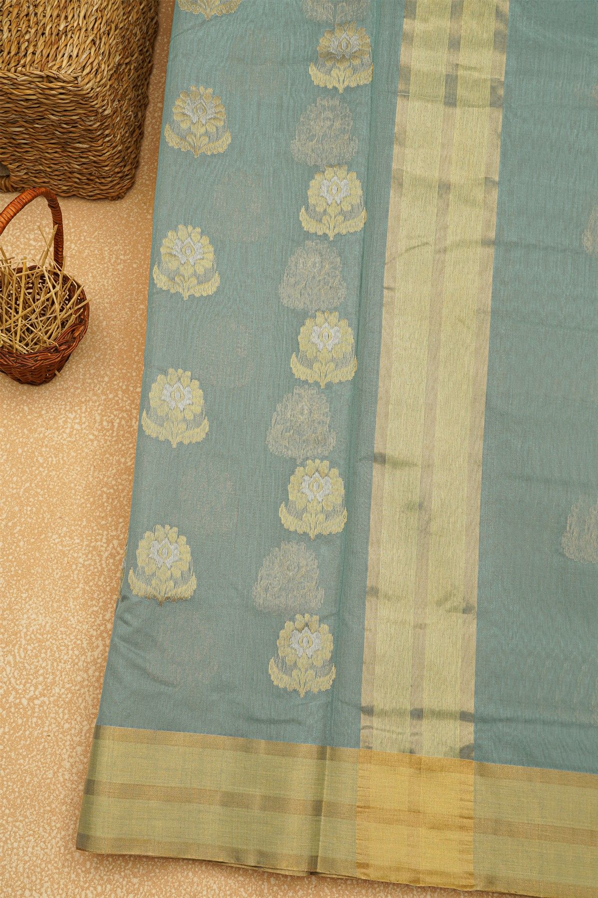 Chanderi Sico Grey Saree