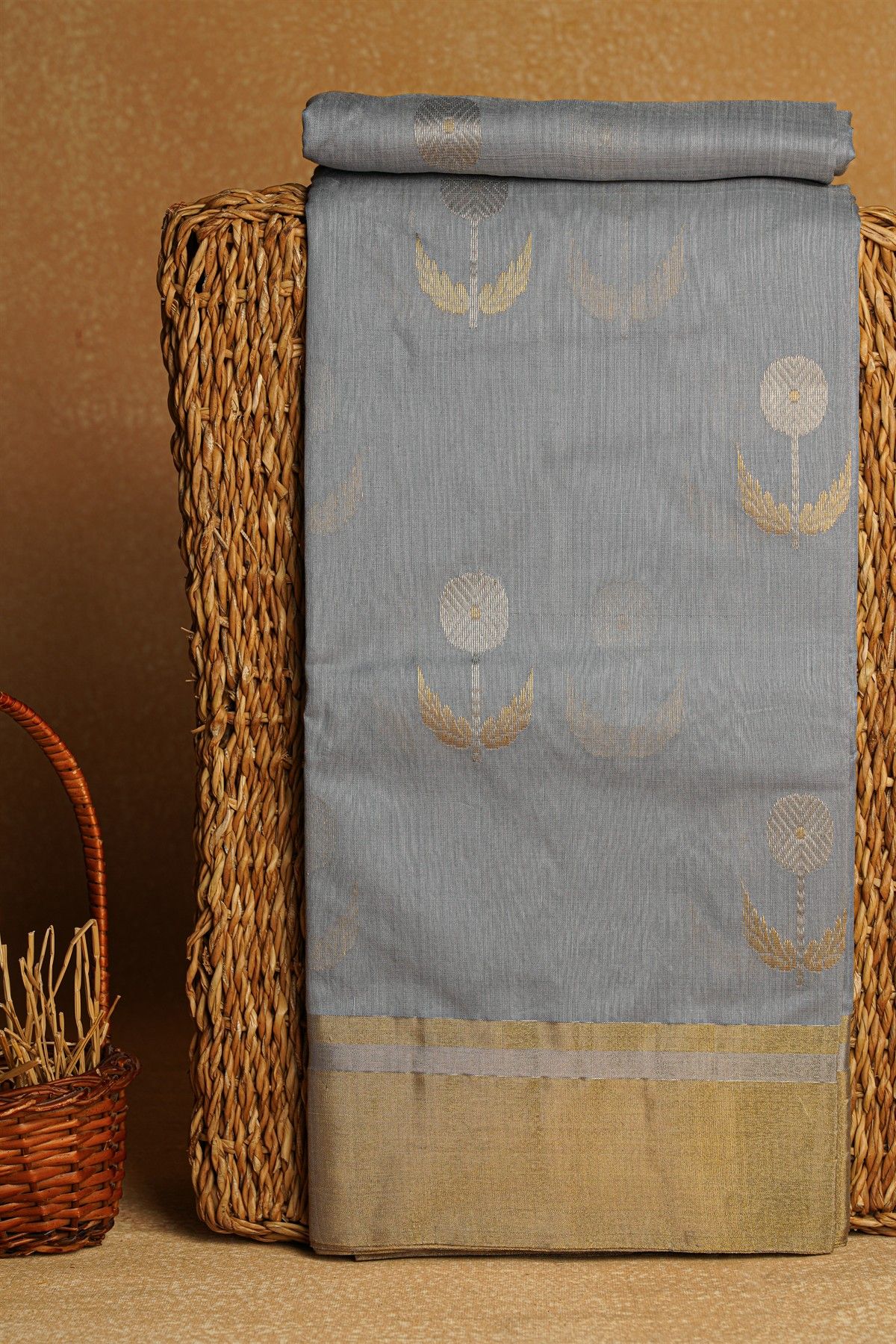 Chanderi Sico Grey Saree