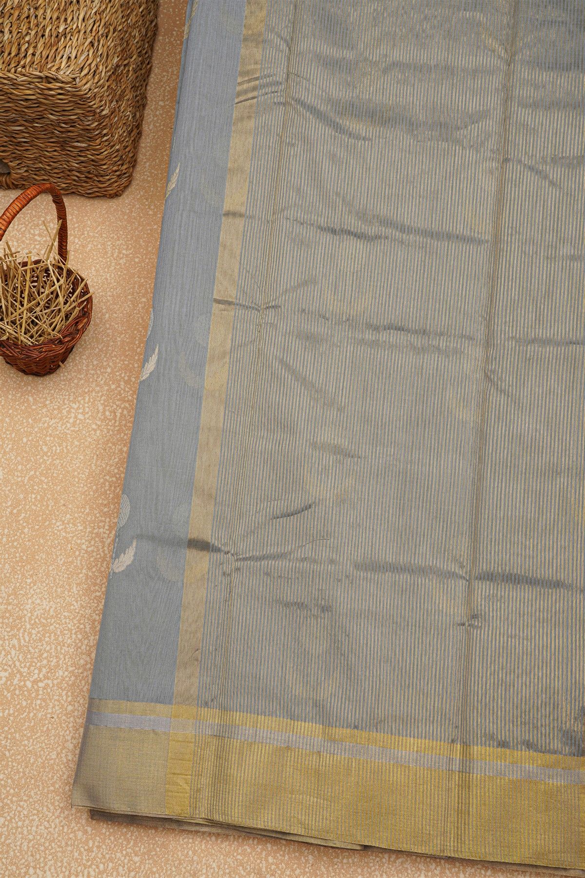 Chanderi Sico Grey Saree