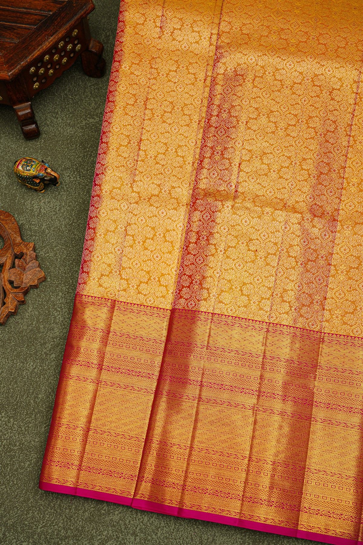 Kancheepuram Silk Gold Peach Saree