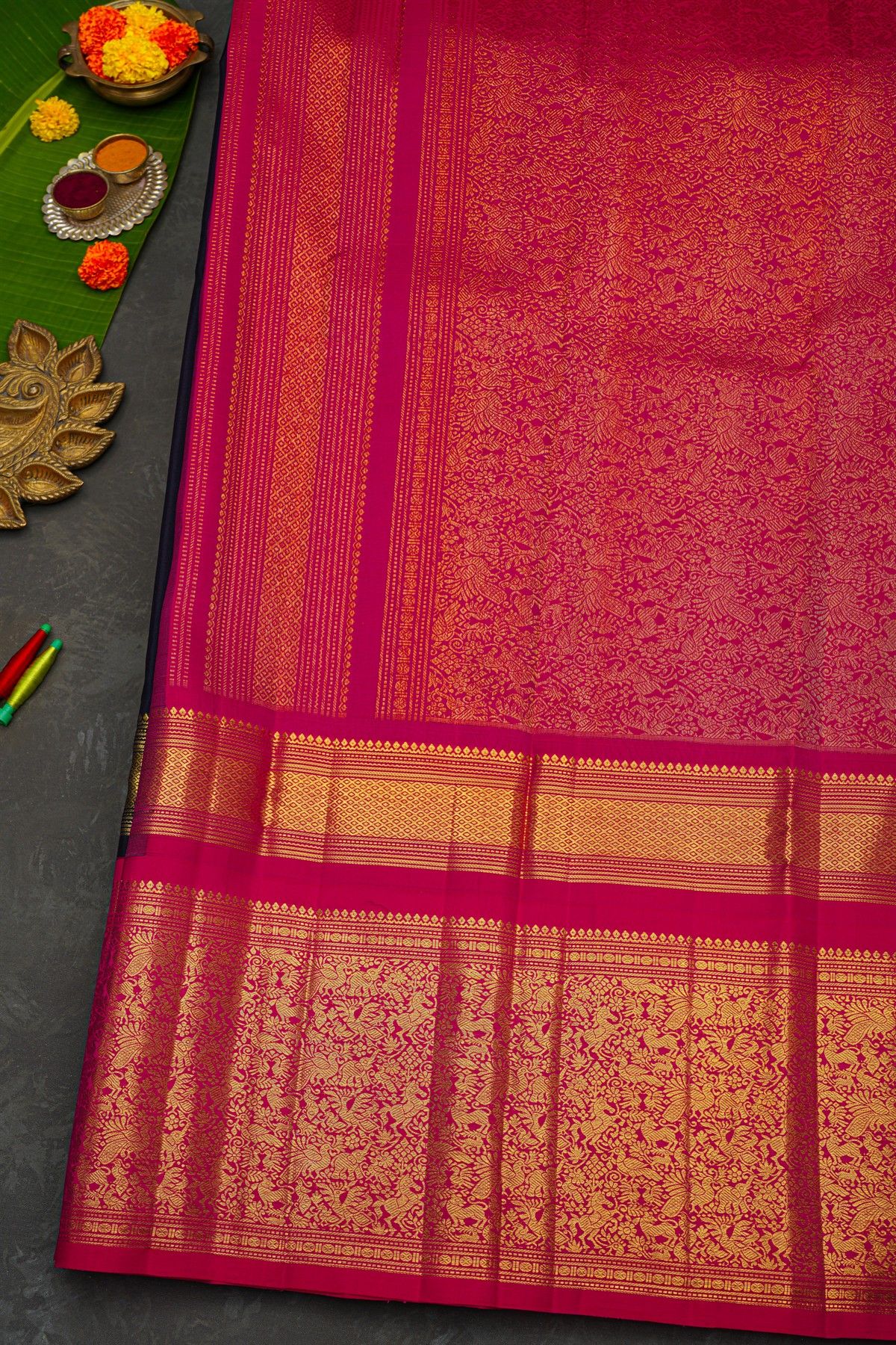 Kanchipuram Silk Navy Blue Saree