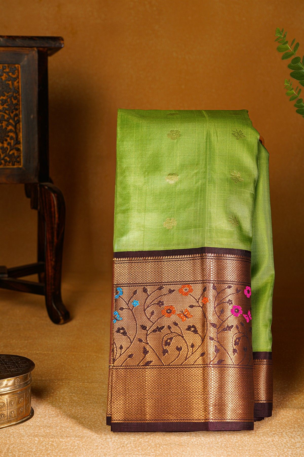 Kuppadam Sico Bottle Green Saree