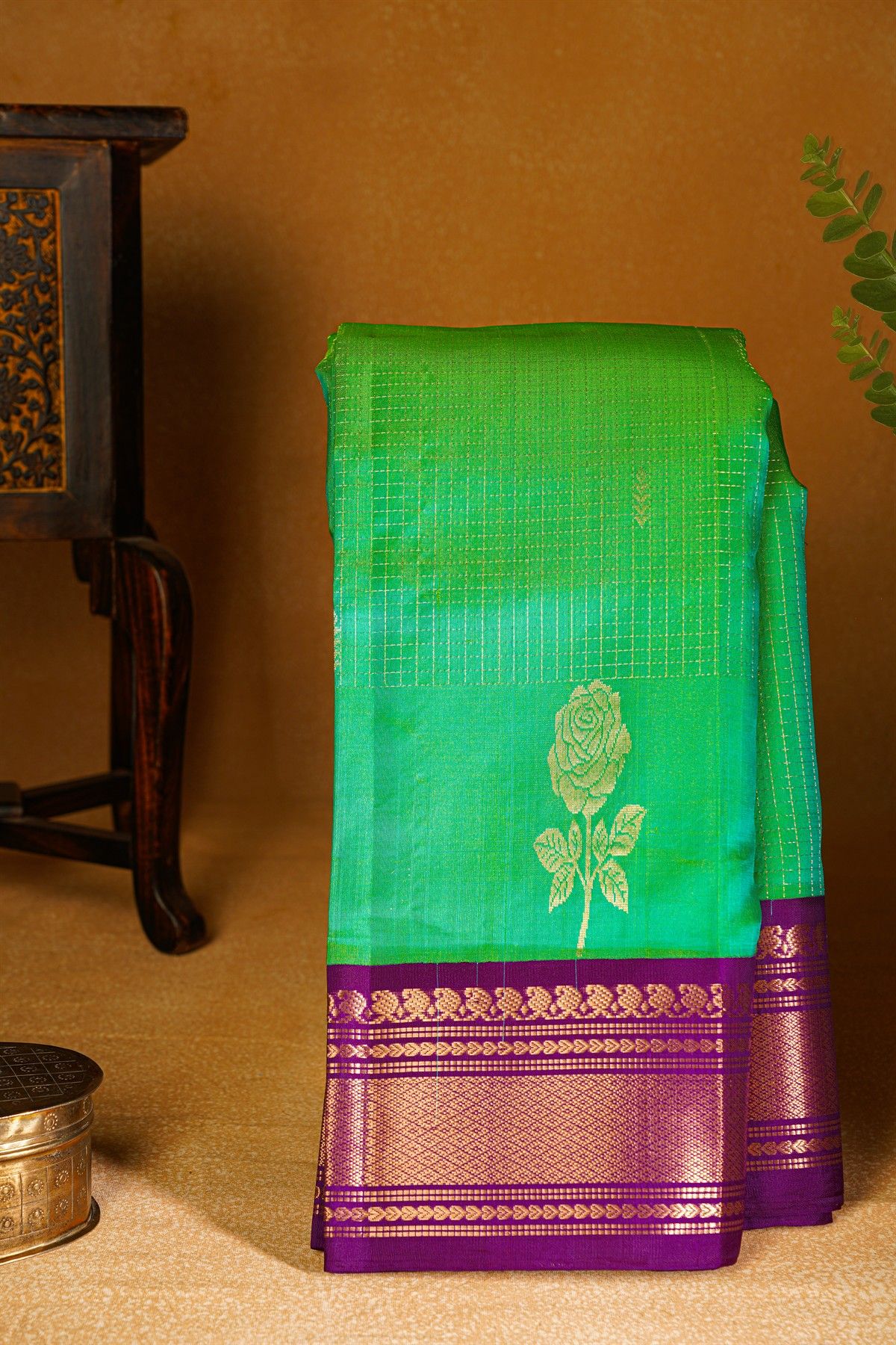 Kuppadam Sico Parrot Green Saree