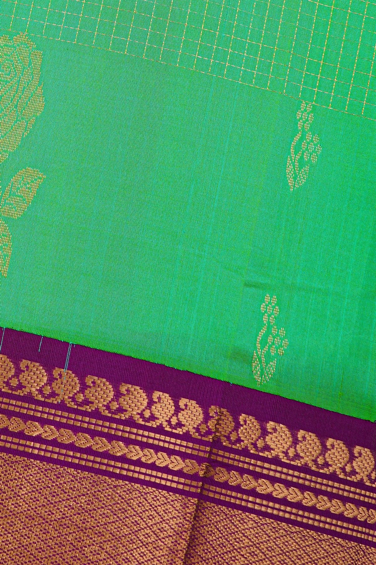 Kuppadam Sico Parrot Green Saree