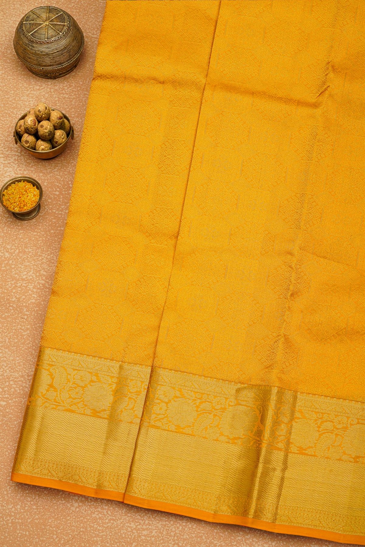 Kancheepuram Silk Mustard Saree