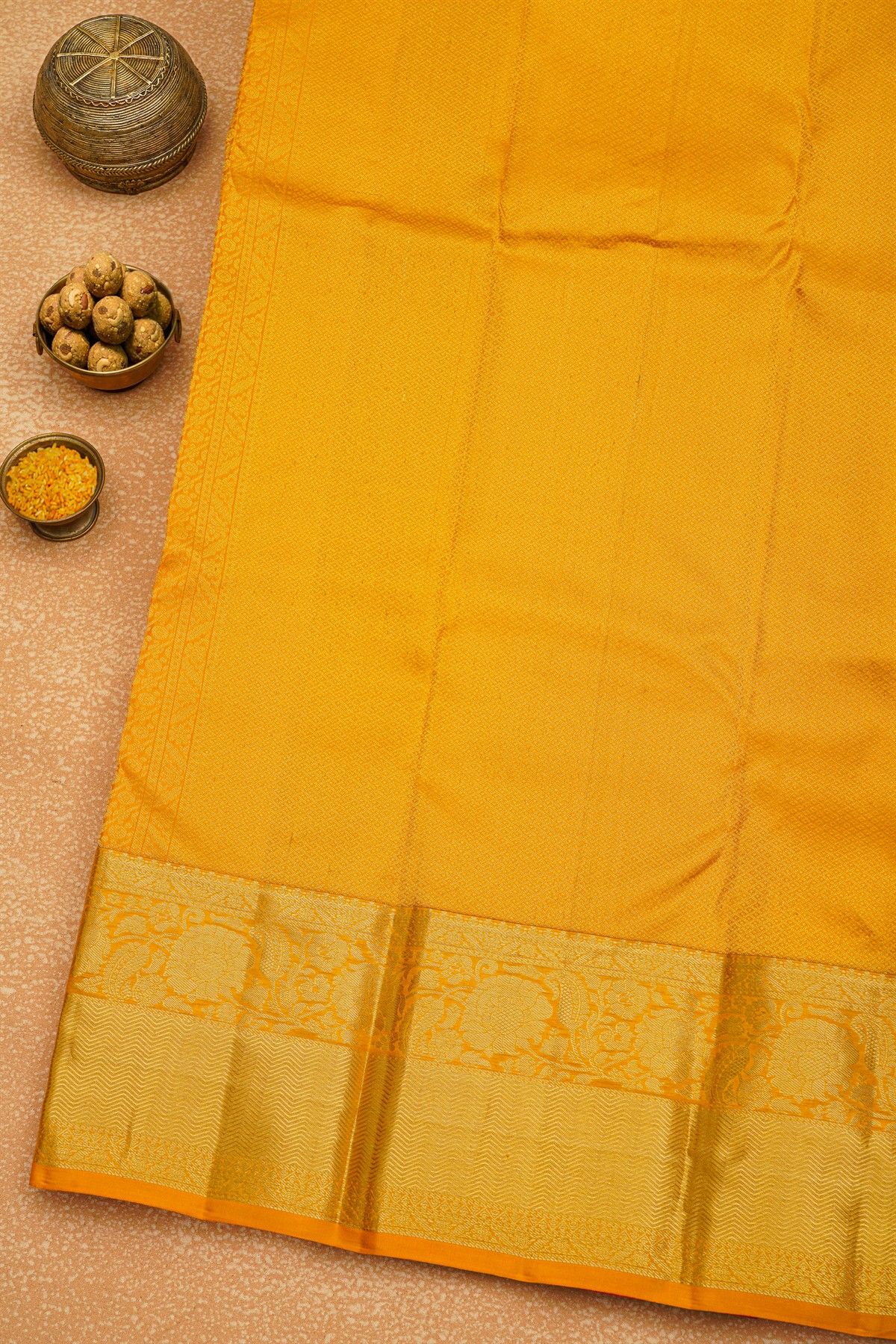Kancheepuram Silk Mustard Saree
