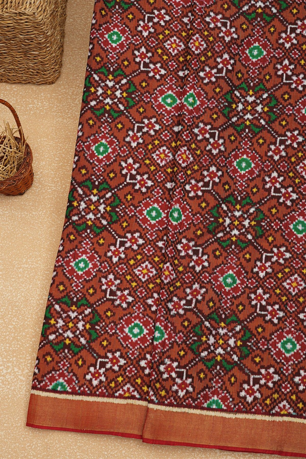 Patola Silk Maroon Saree With Paithani Pallu