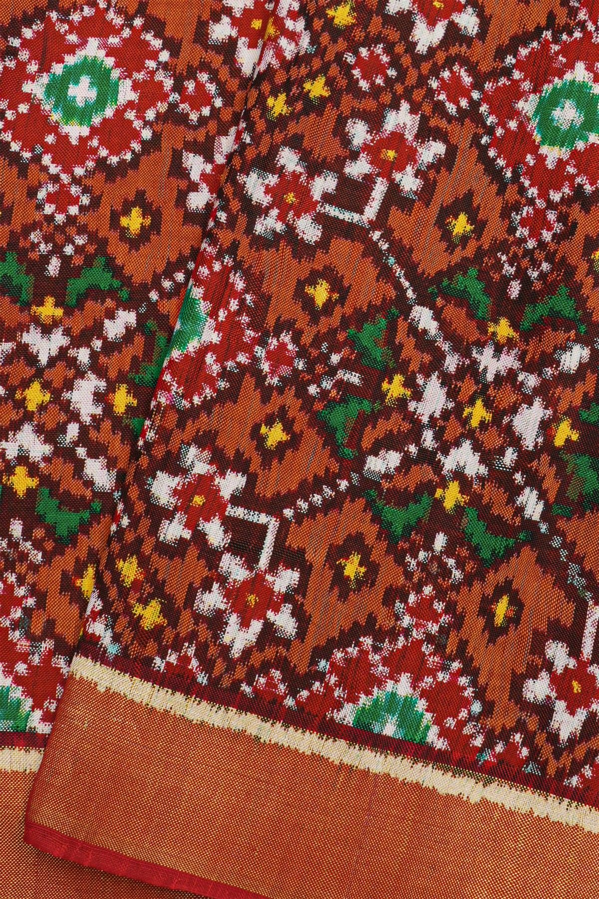 Patola Silk Maroon Saree With Paithani Pallu