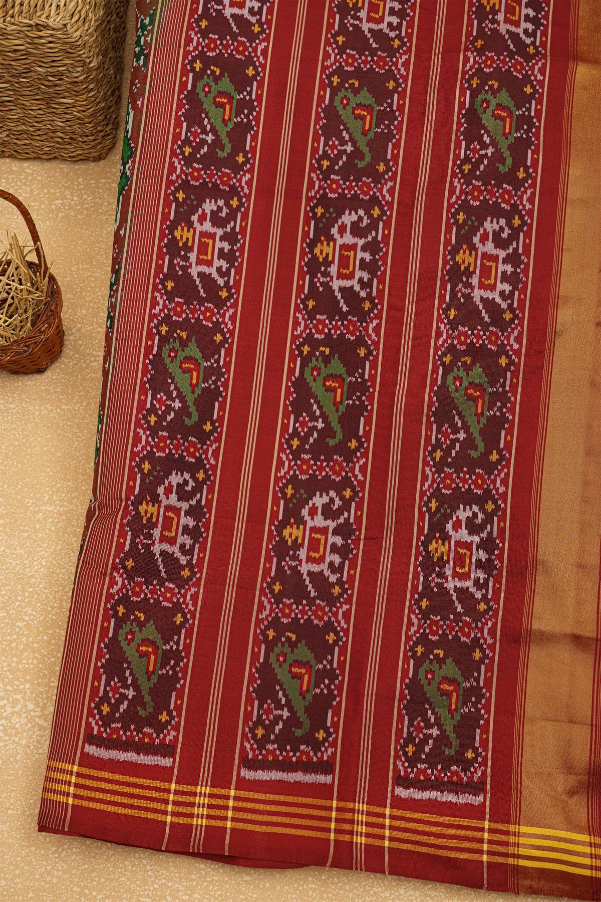 Patola Silk Parrot Green Saree