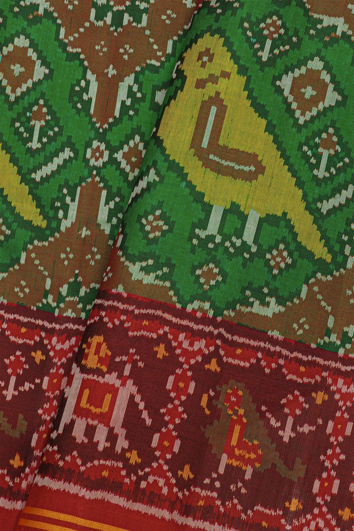 Patola Silk Parrot Green Saree