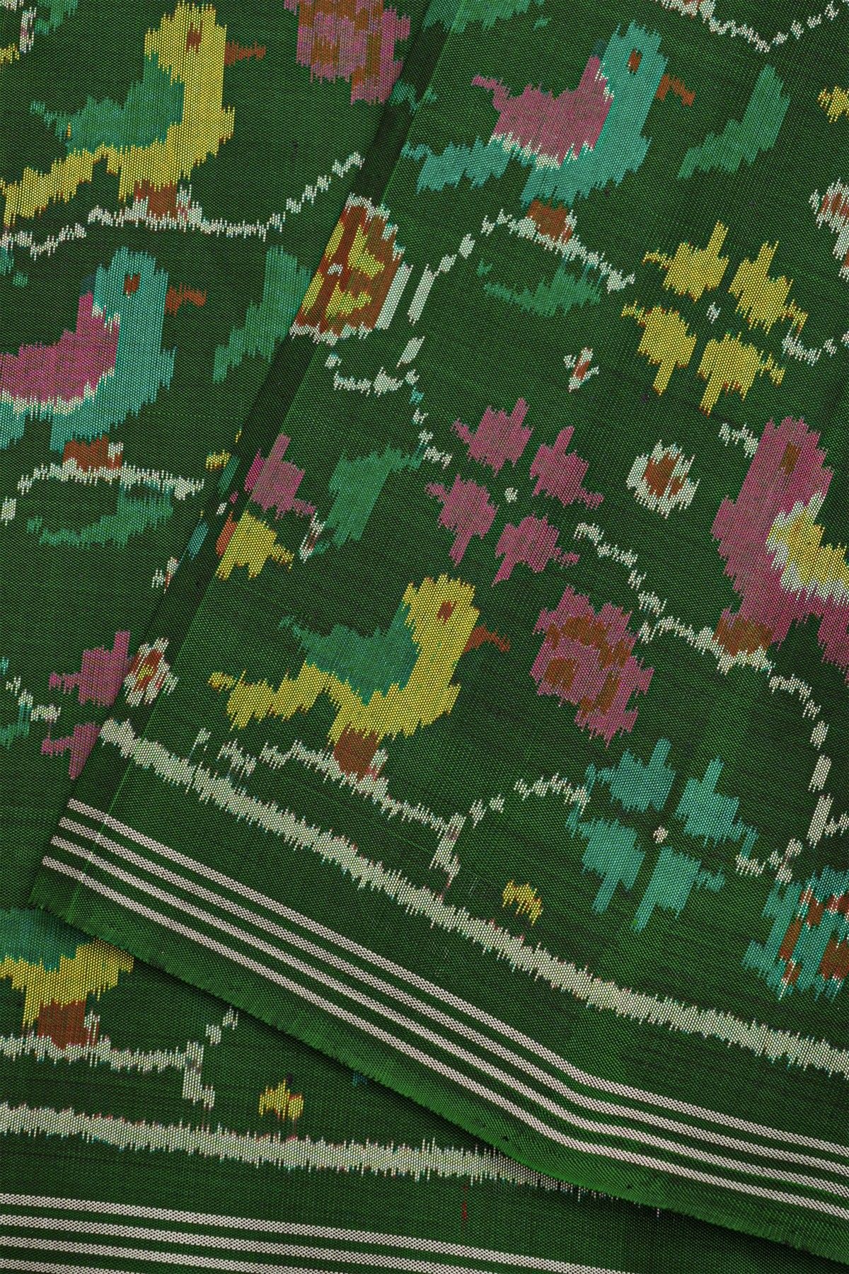 Patola Silk Bottle Green Saree