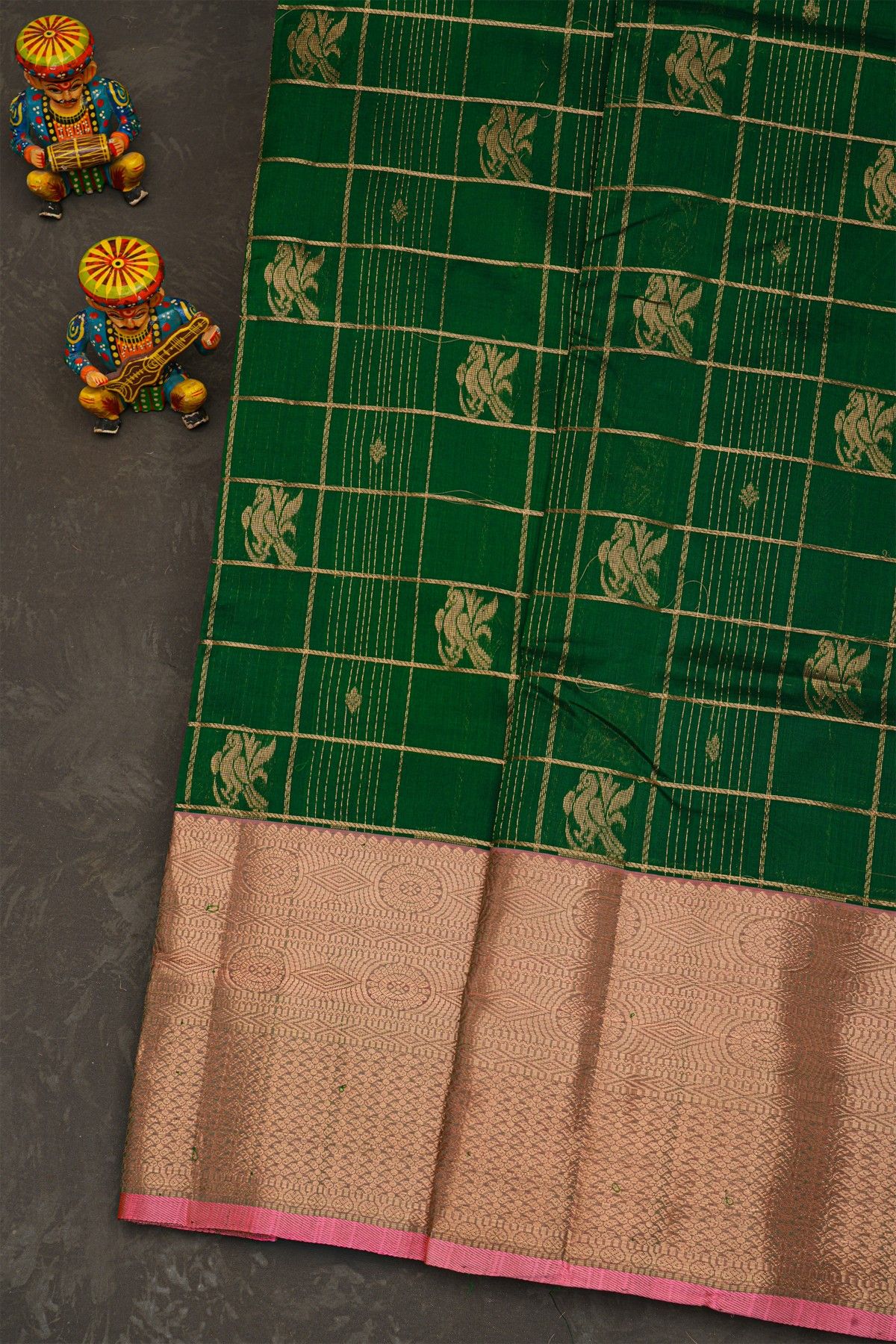 Kuppadam Sico Bottle Green Saree