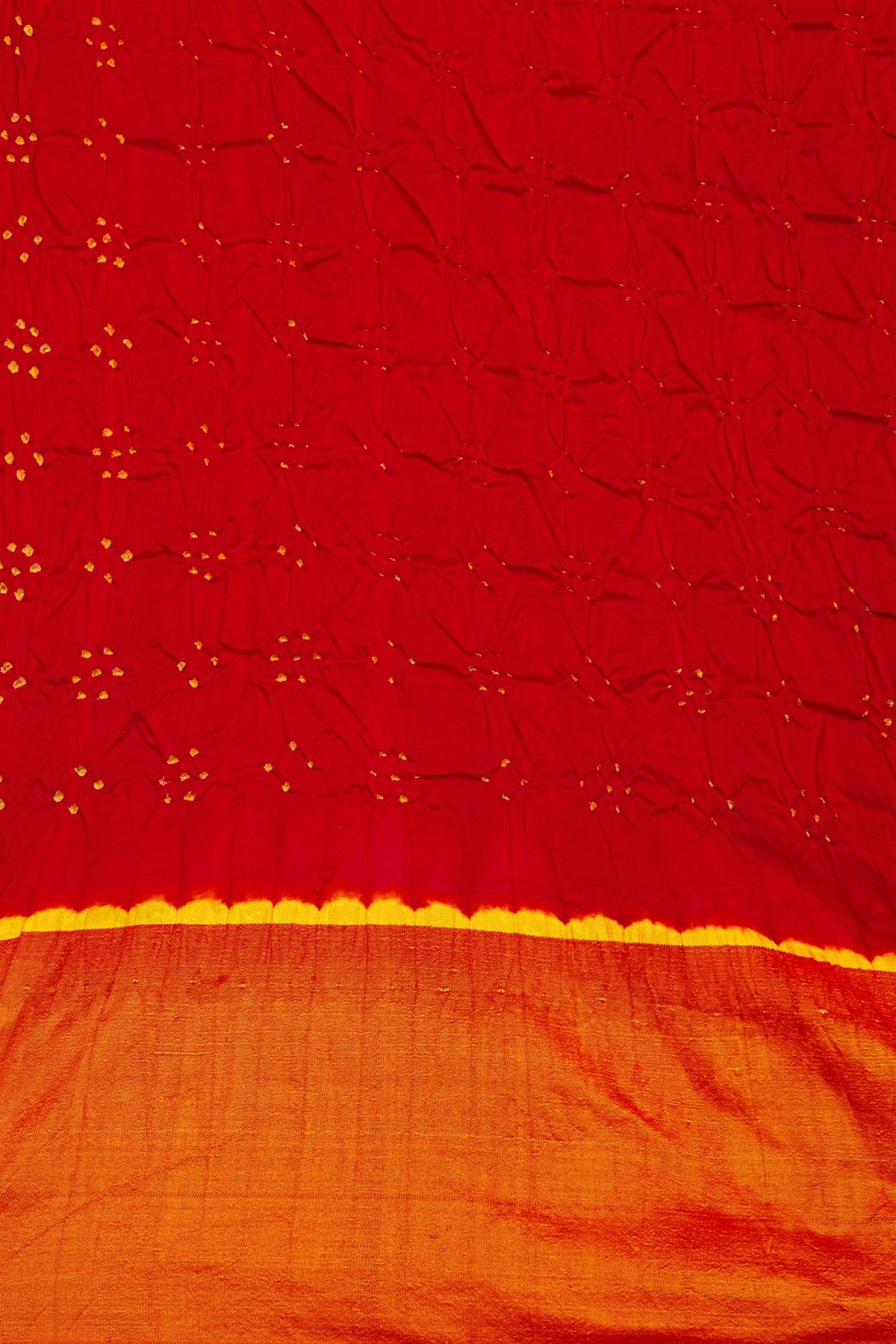 Bandhani Silk Red Saree With Paithani Pallu