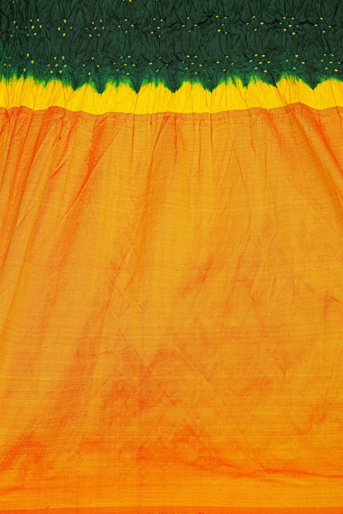 Bandhani Silk Green Saree With Paithani Border