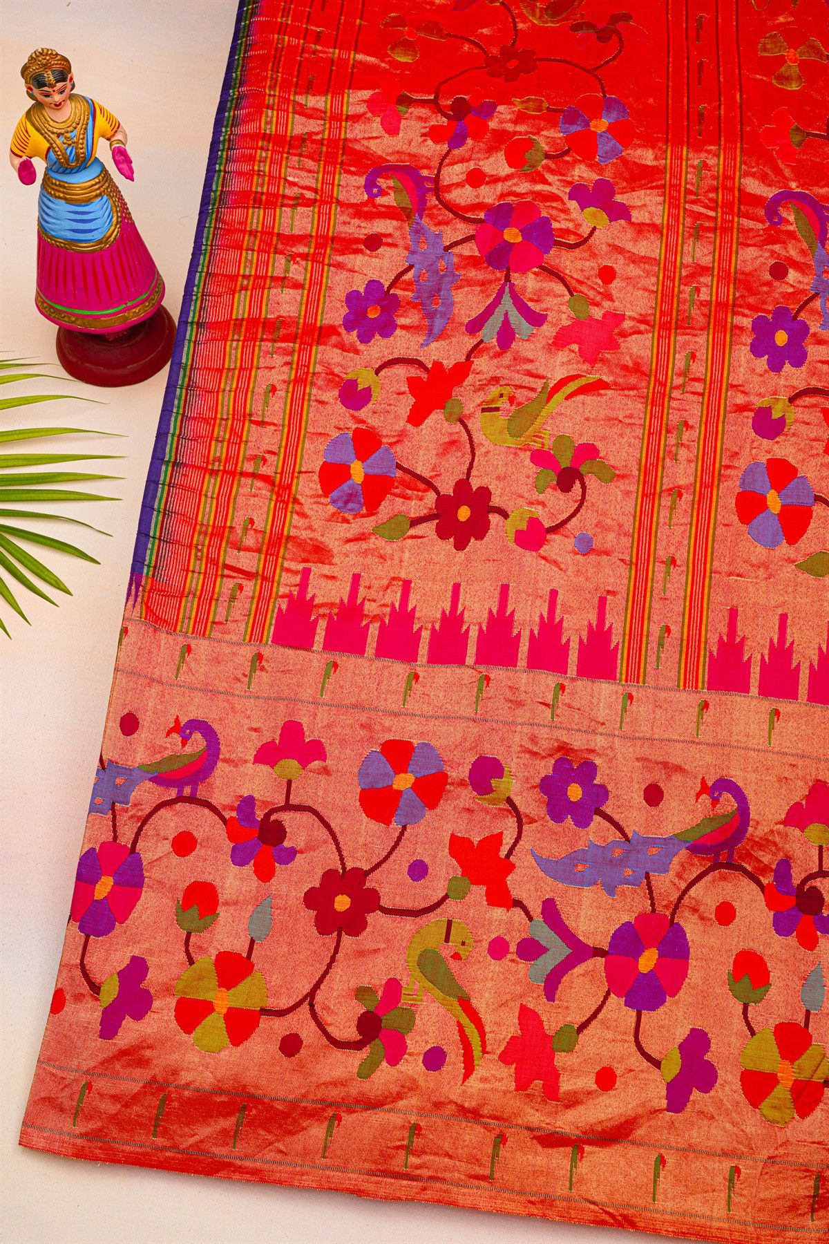 Bandhani Silk Pink Bandhani Print Saree With Paithani Border