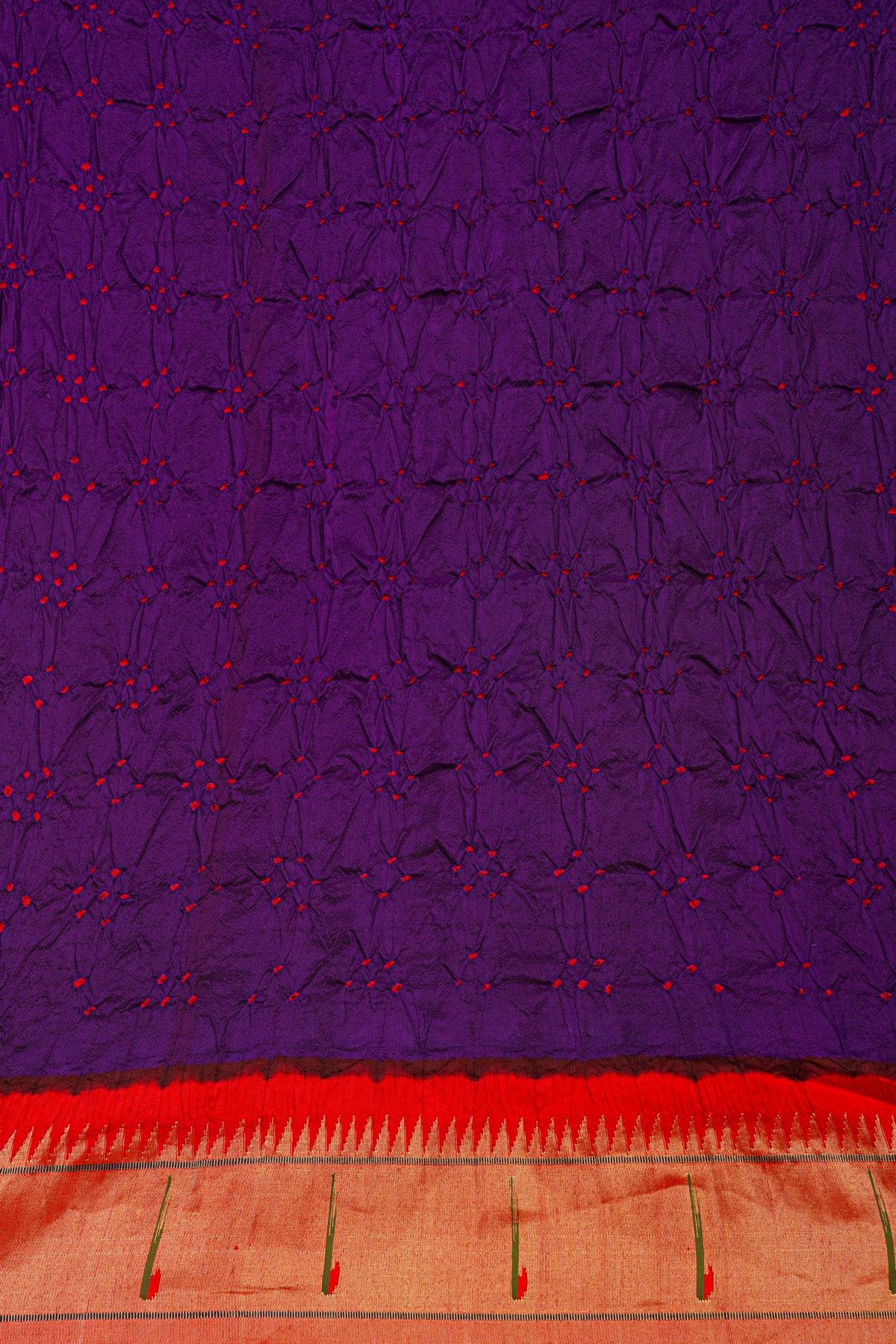 Bandhani Silk Purple Bandhani Print Saree With Paithani Border