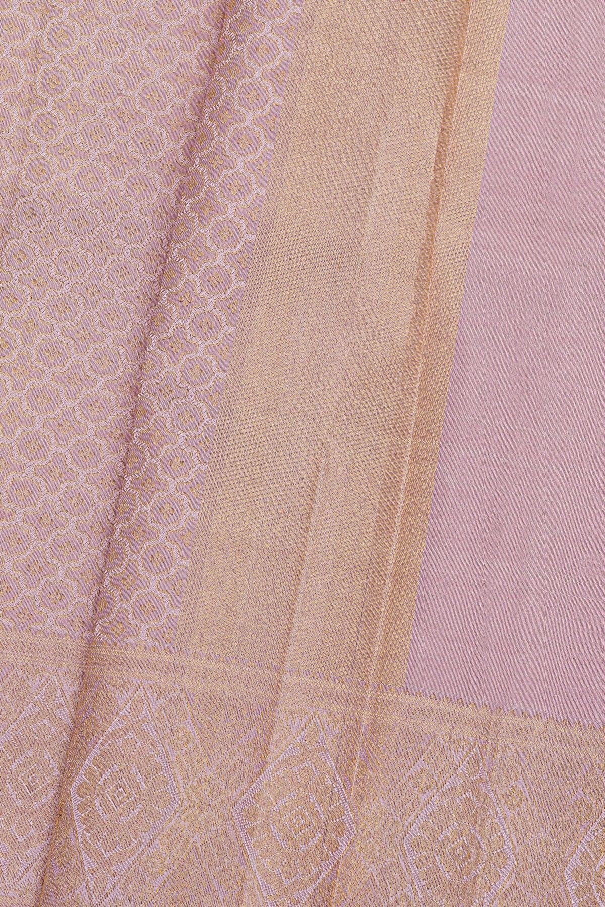 Kancheepuram Silk Lavender Dhoti With Florals In Curvy Shapes
