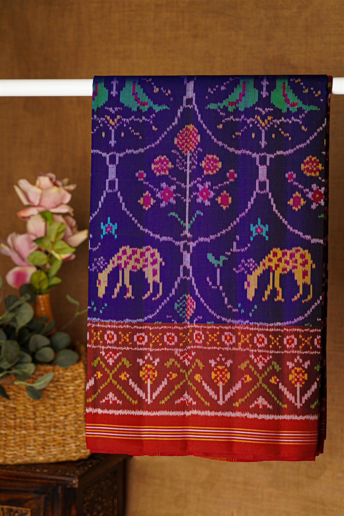 Patola Silk Navy Blue Saree
