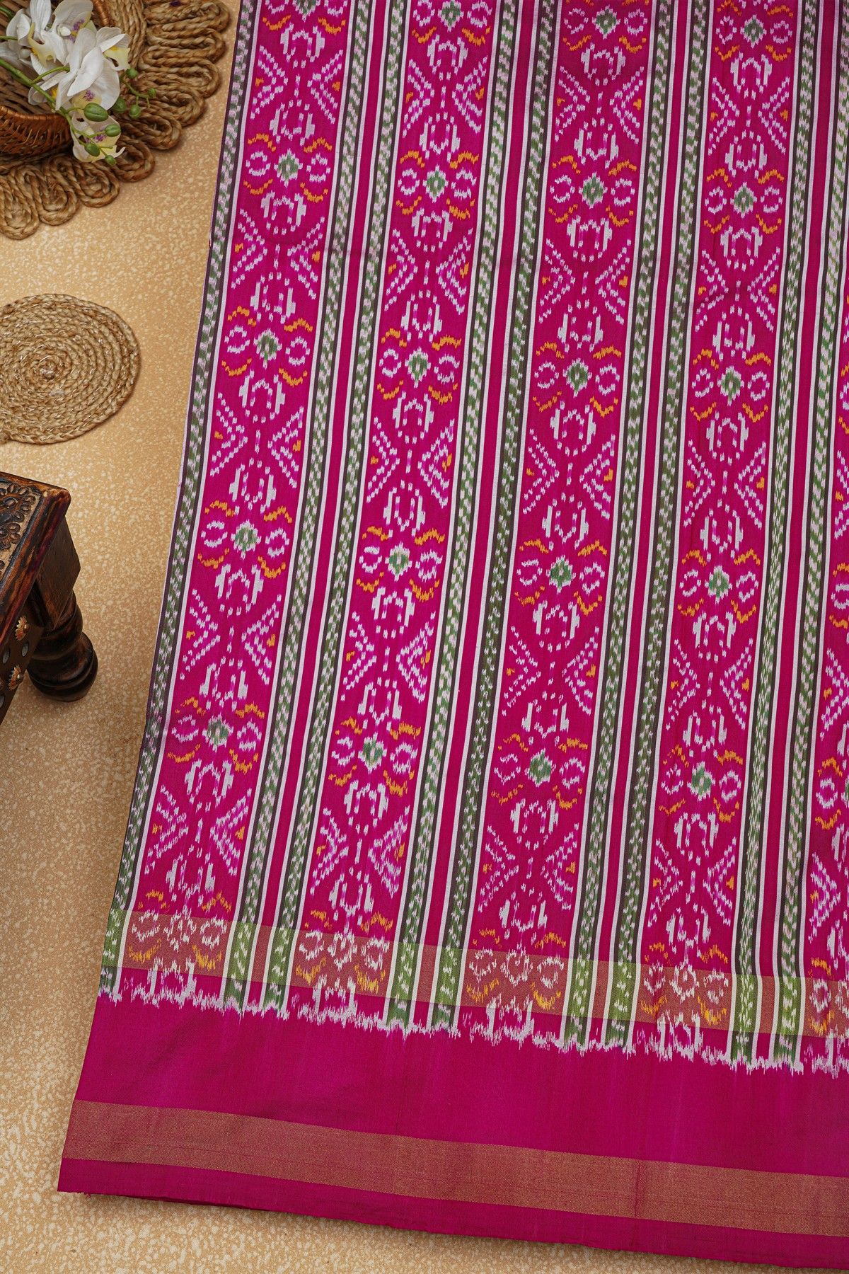Ikat Silk Grey Saree