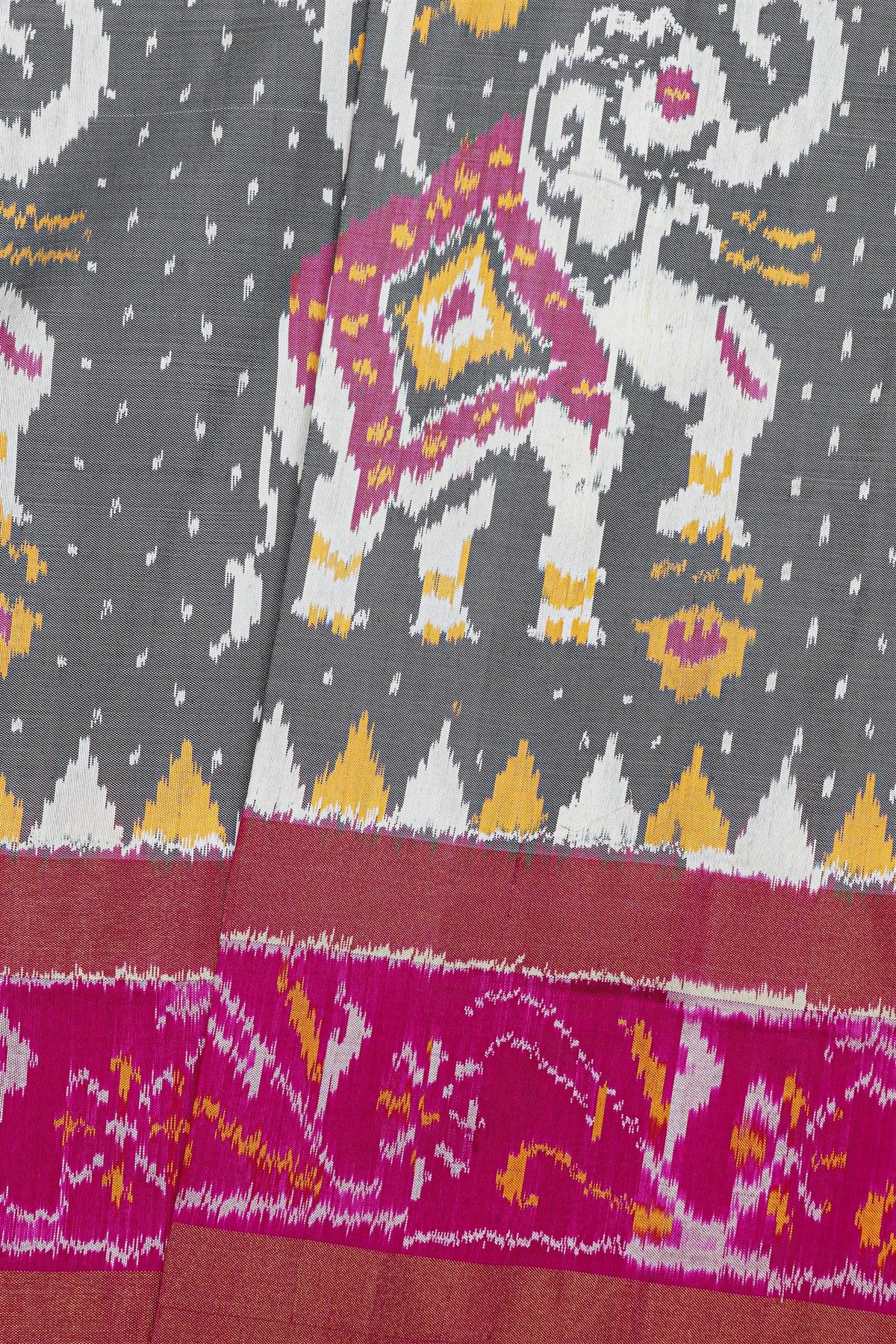 Ikat Silk Grey Saree