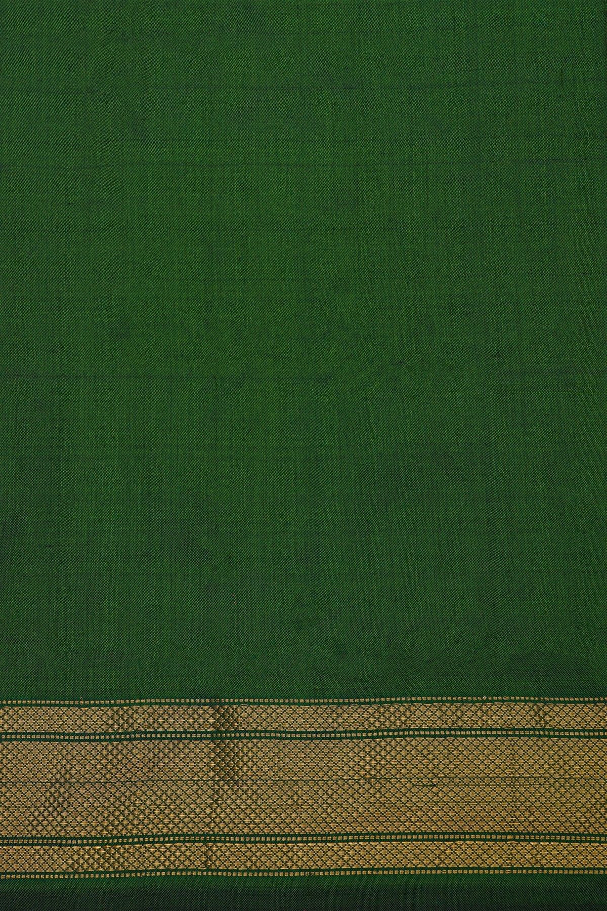 Ikat Silk Bottle Green Saree