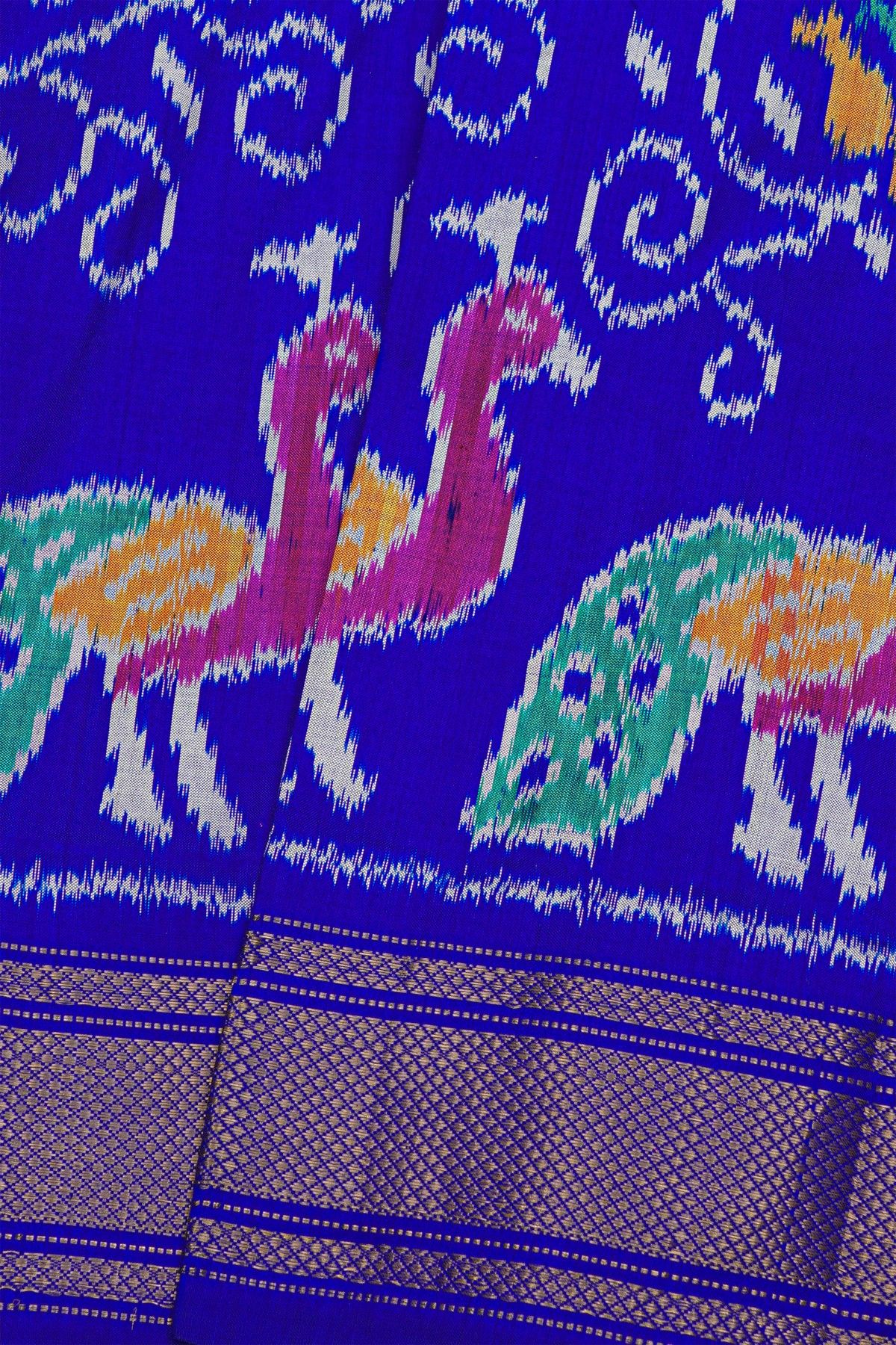 Ikat Silk Royal Blue Saree
