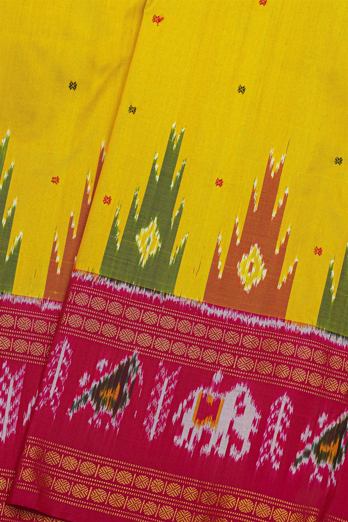 Ikat Silk Yellow Saree