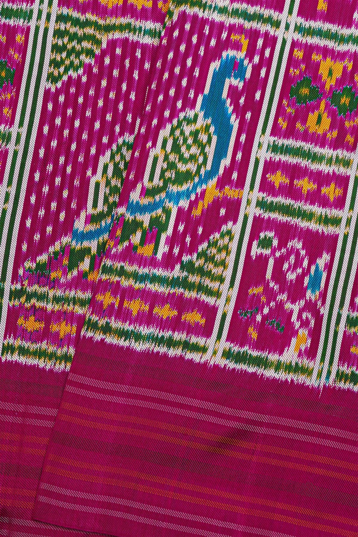 Ikat Silk Pink Saree