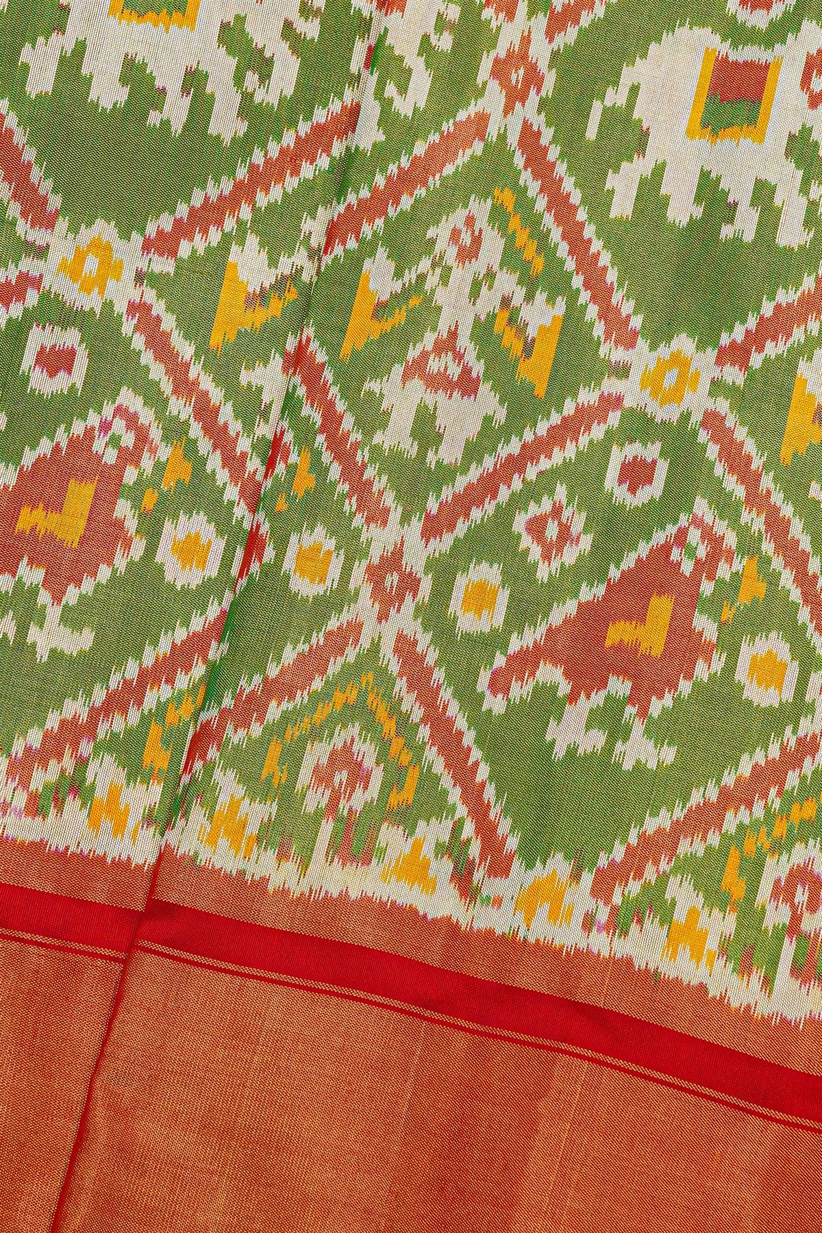 Ikat Silk Green Saree