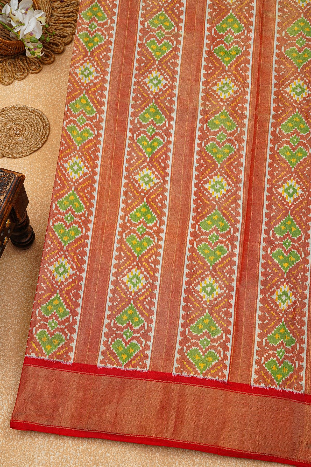 Ikat Silk Dual Colour Saree