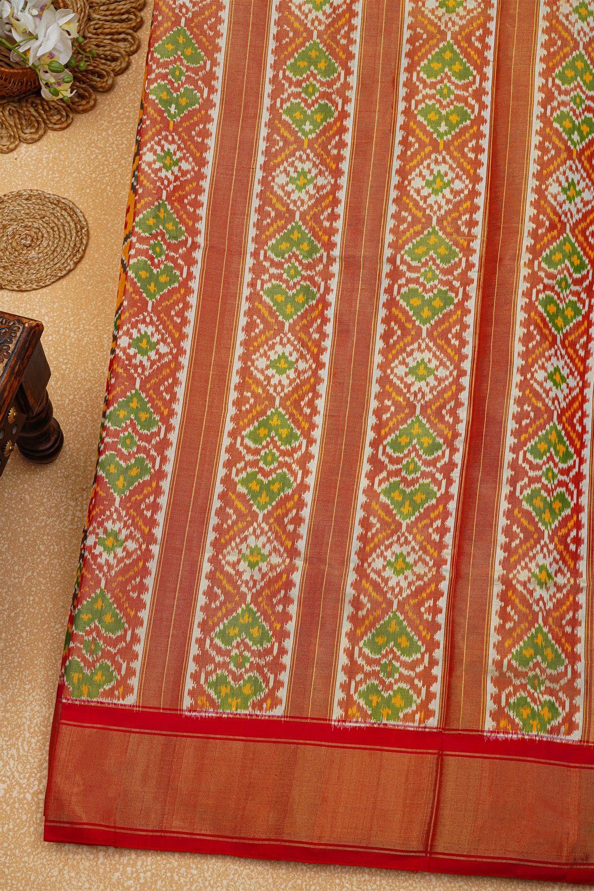 Ikat Silk Yellow Saree