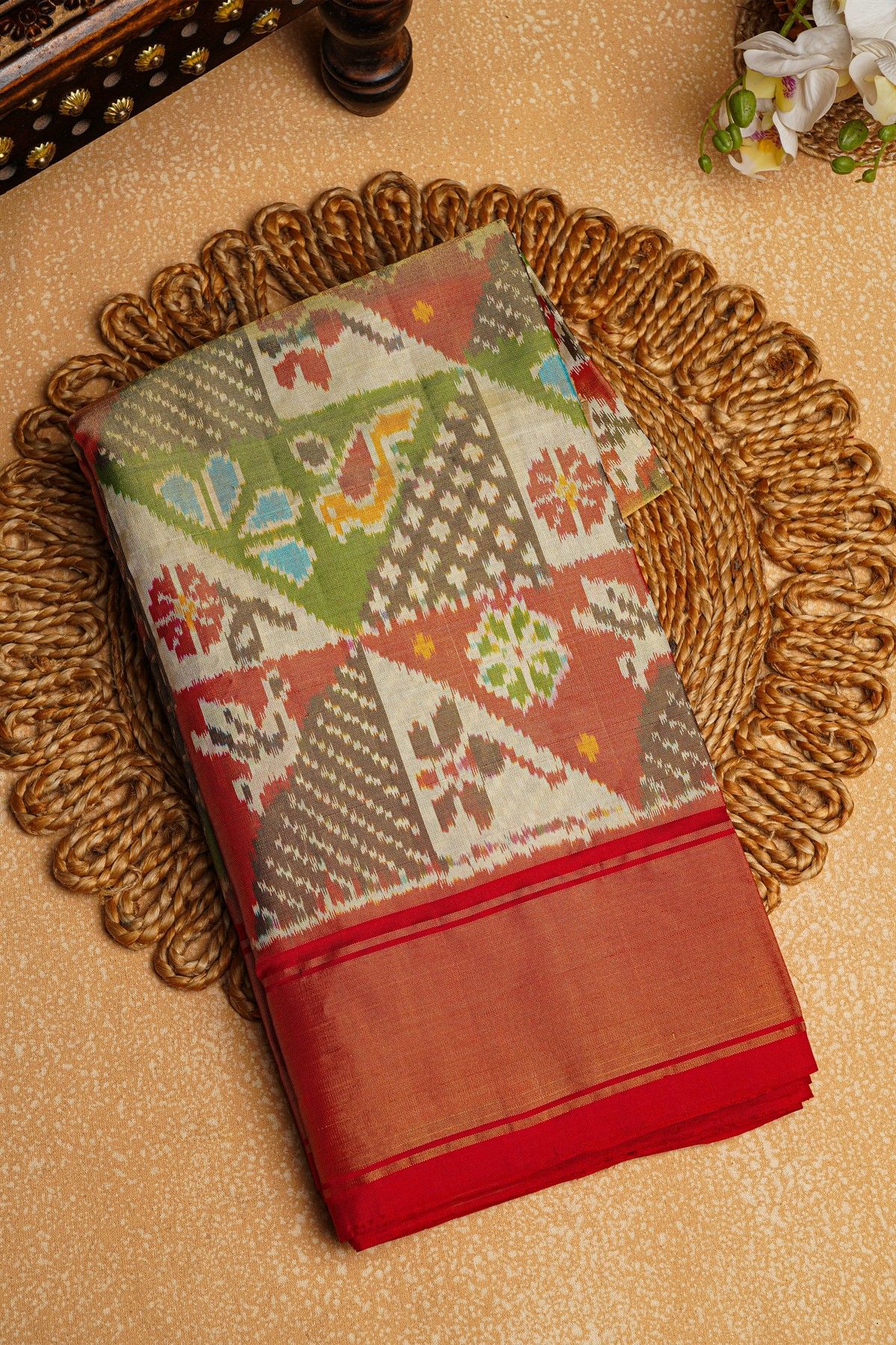 Ikat Silk Multi-Colour Saree