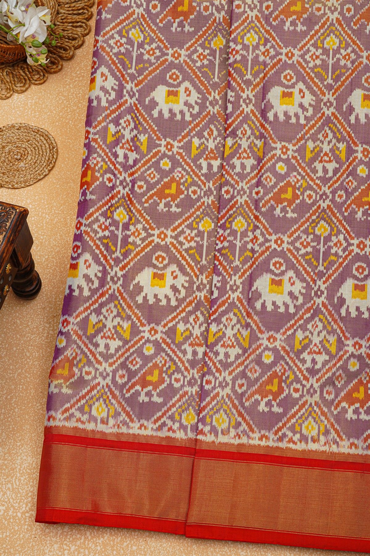 Ikat Silk Lavender Saree