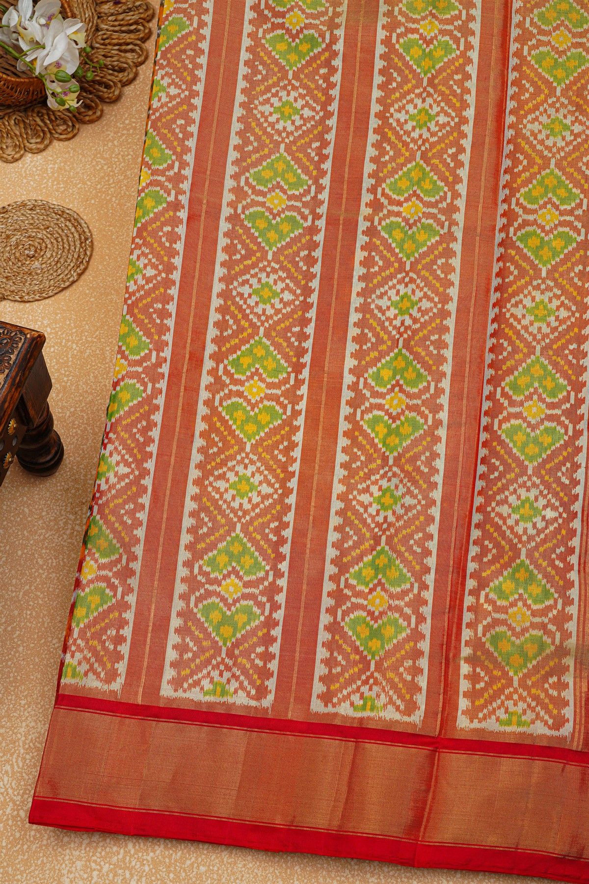 Ikat Silk Mustard Saree