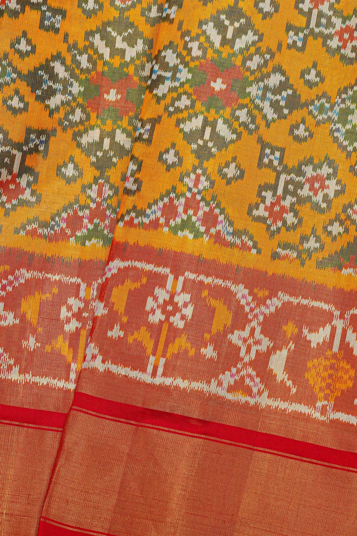 Ikat Silk Mustard Saree