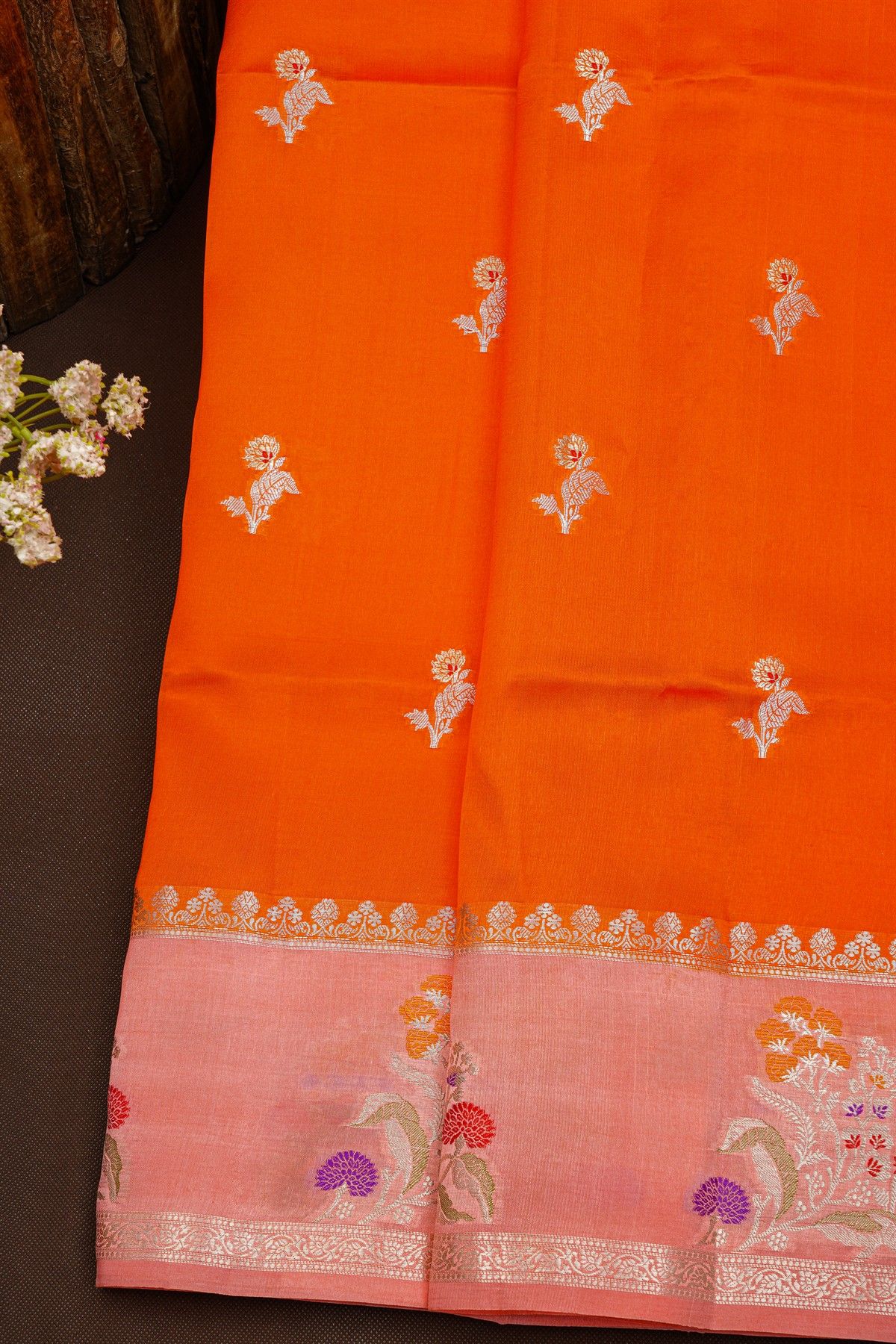 Fancy Matka Silk Orange Saree