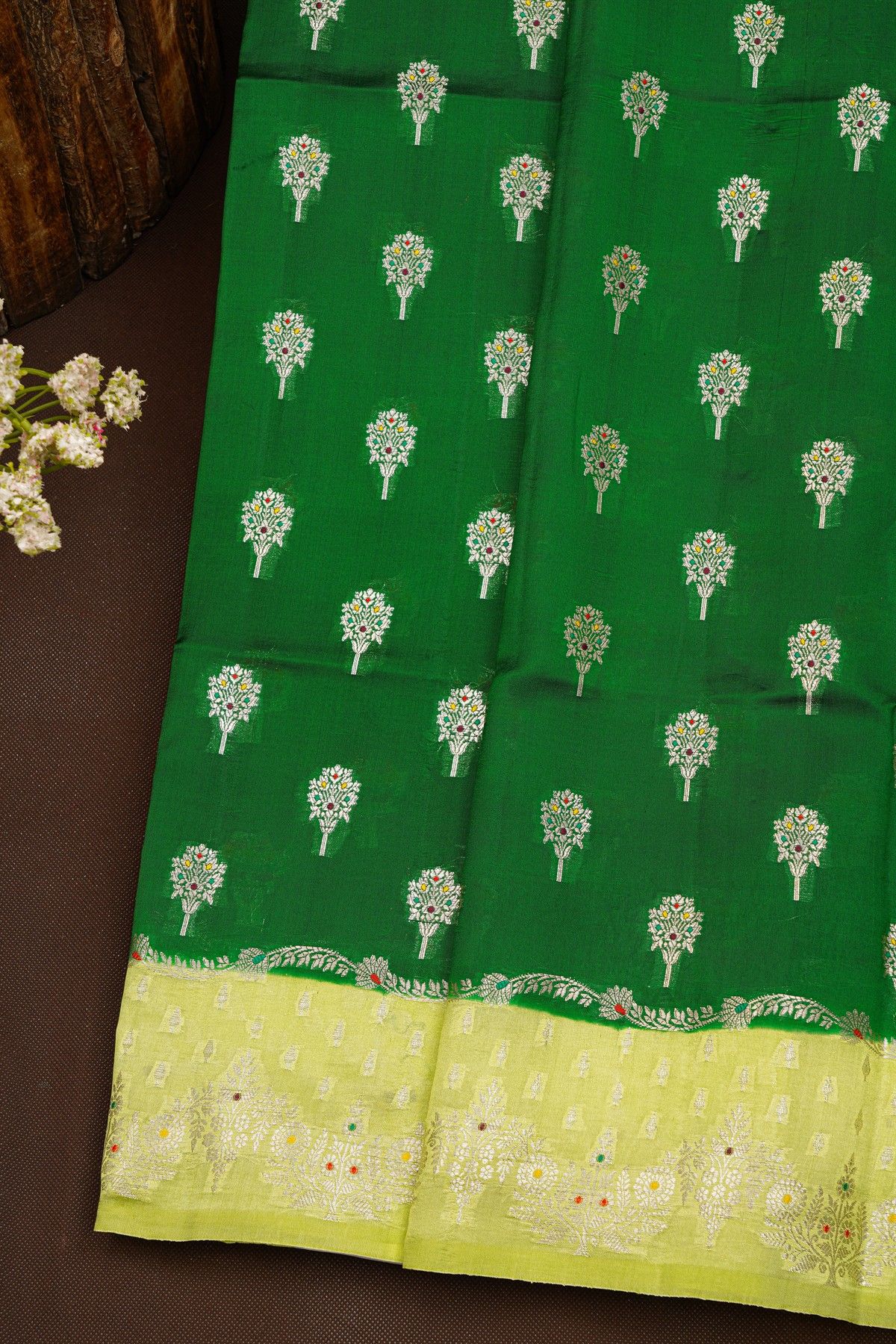 Fancy Matka Silk Bottle Green Saree
