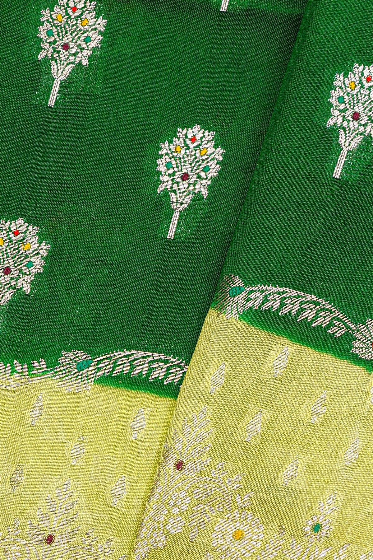 Fancy Matka Silk Bottle Green Saree