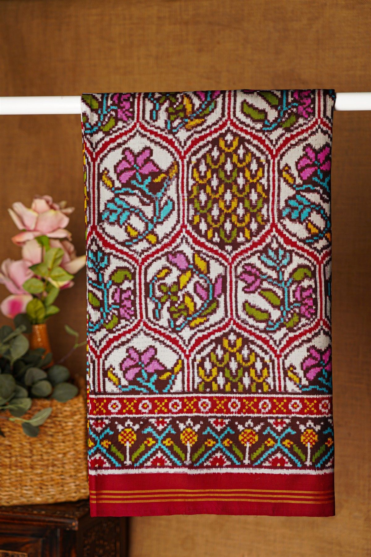 Patola Silk Off White Saree
