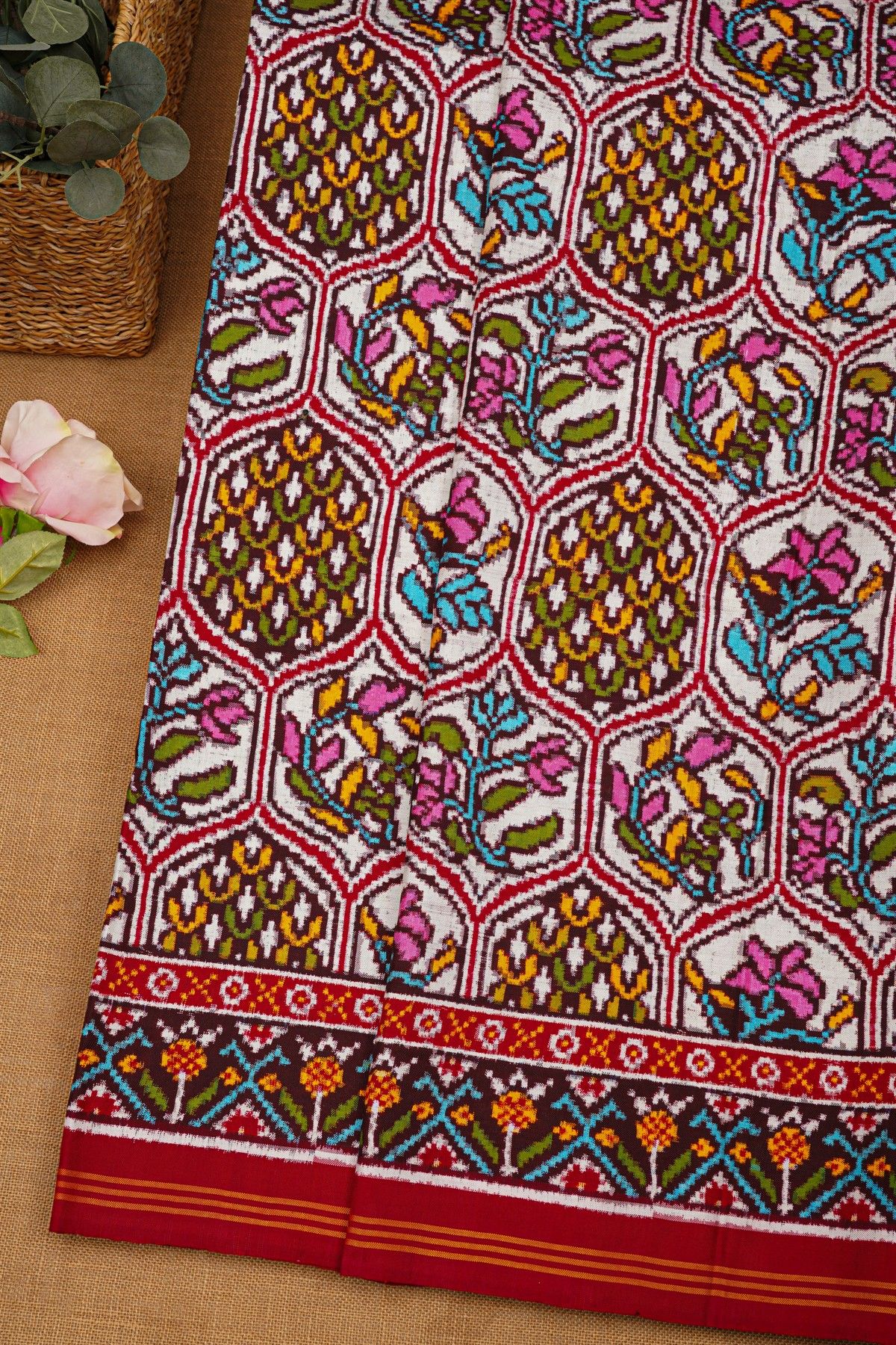 Patola Silk Off White Saree