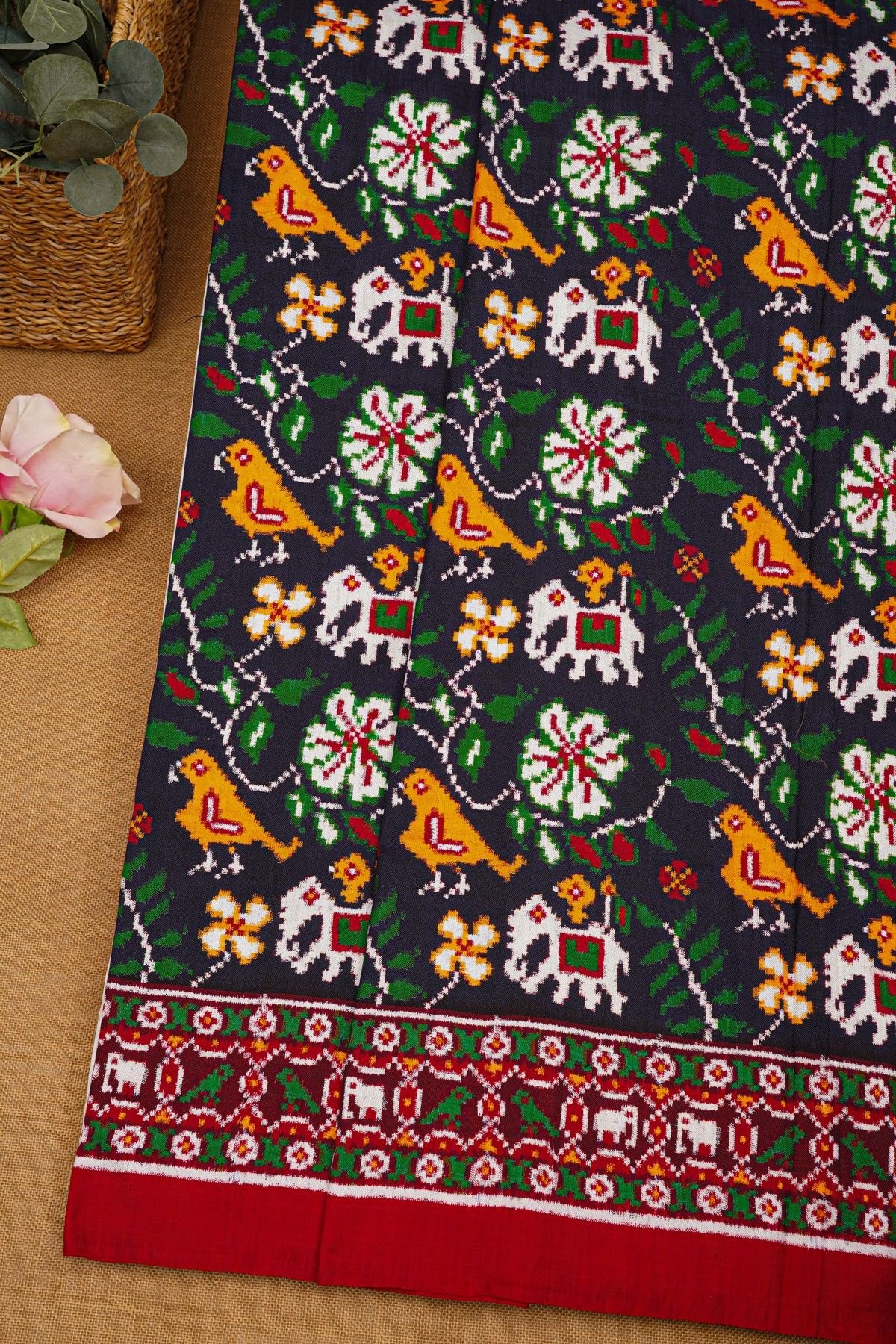 Patola Silk Navy Blue Saree