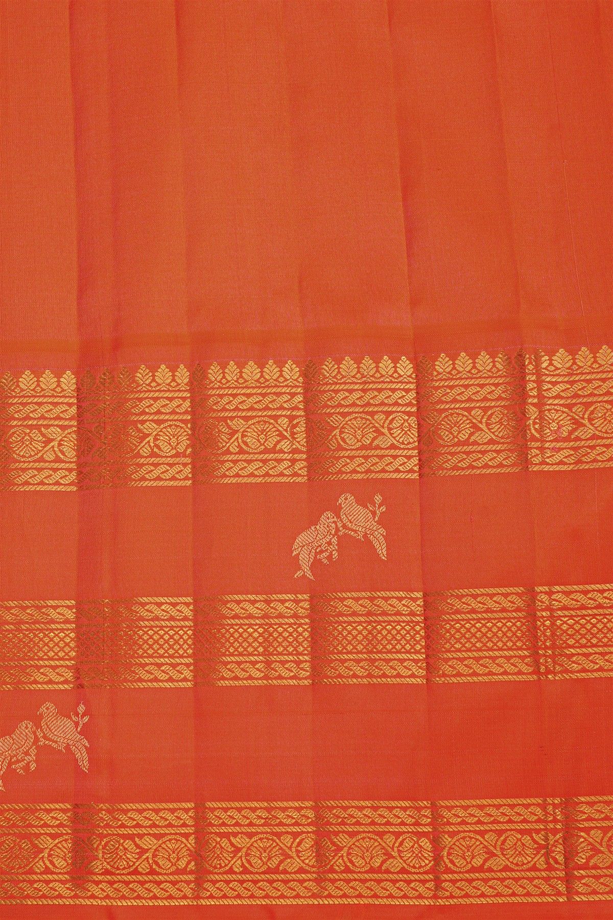 Gadwal Silk Violet Saree With Buttis Body And Birds And Florals Contrast Border