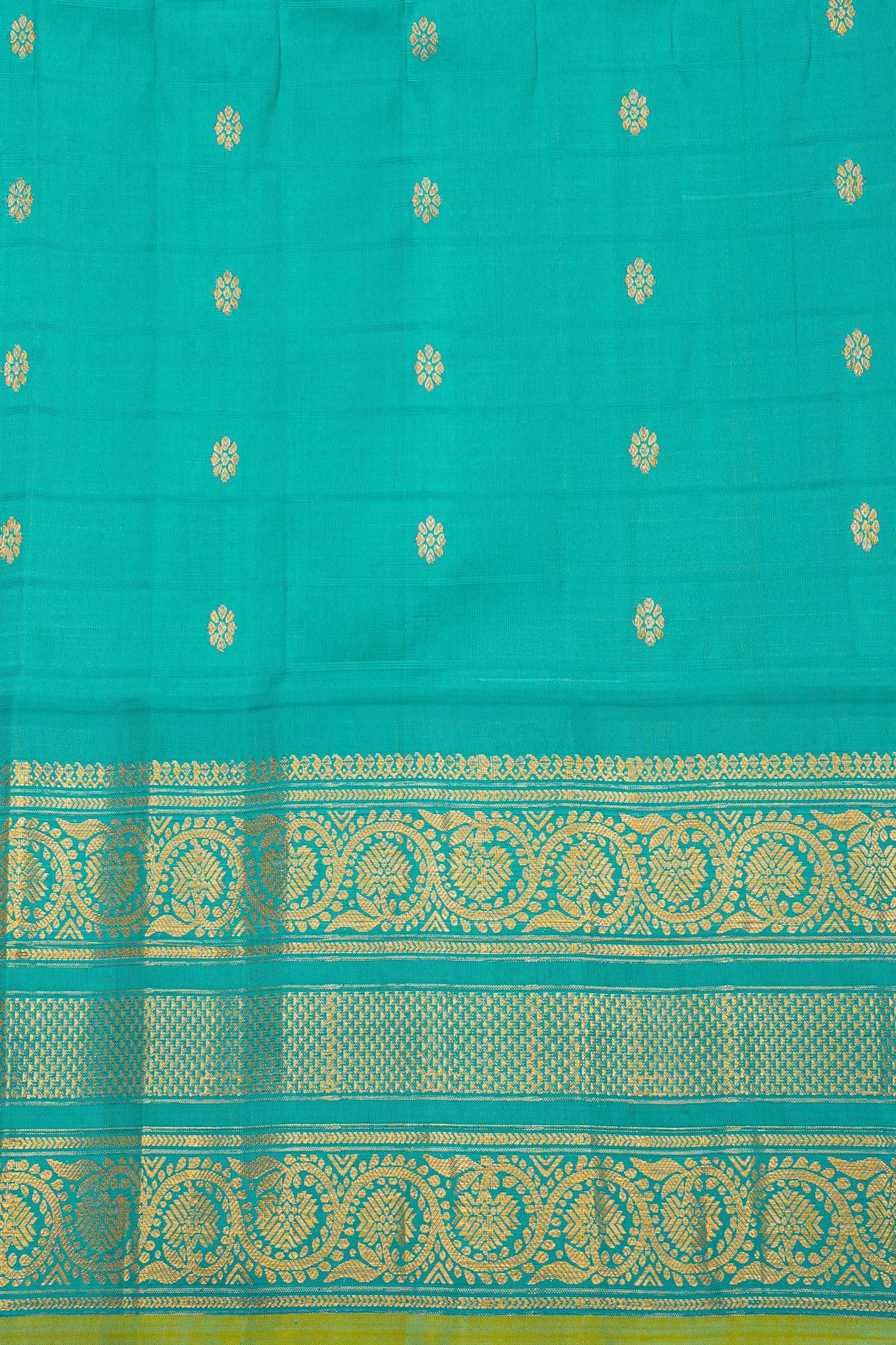 Gadwal Silk Mehendi Green Saree With Floral Brocade Pallu